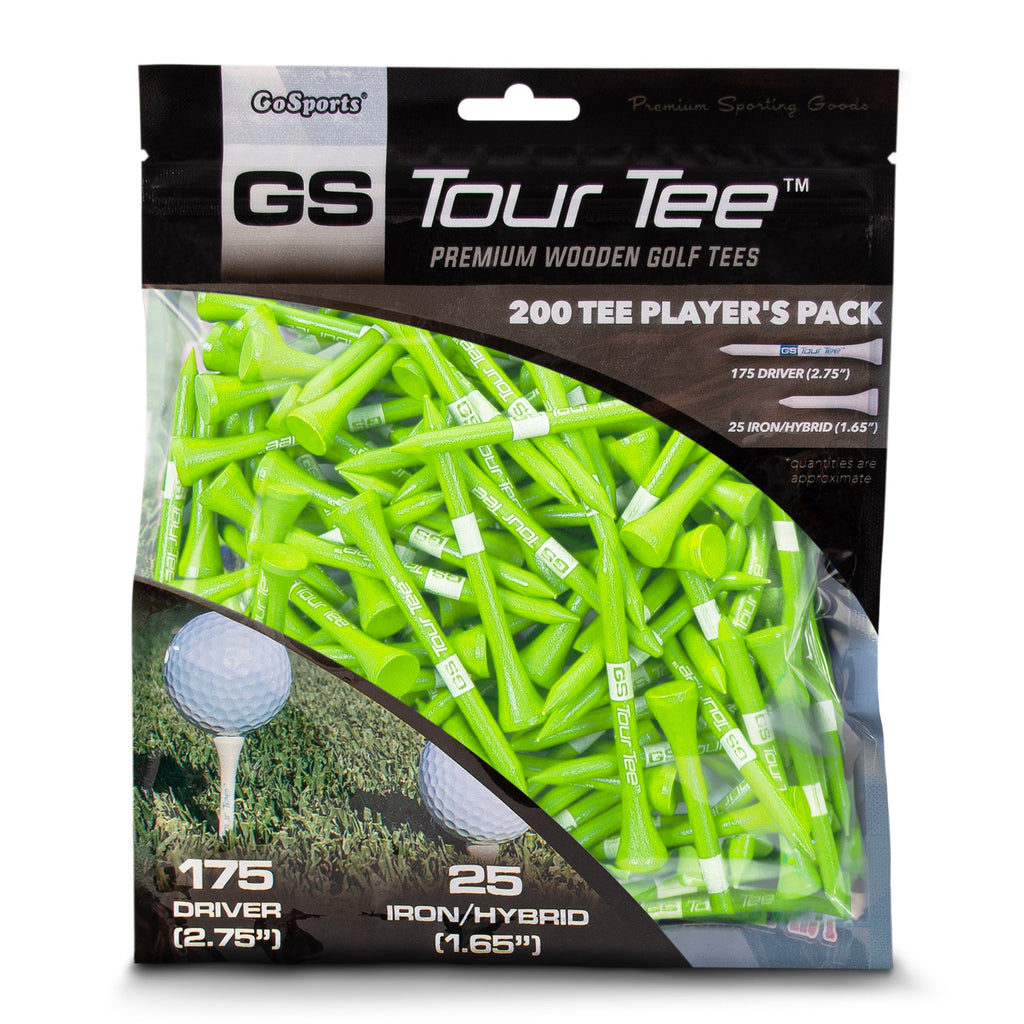 GoSports 2.75" Premium Wooden Golf Tees - 200 Tee Player's Pack with Driver and Iron/Hybrid Tees, Pink Golf playgosports.com Green 