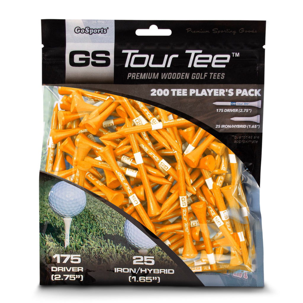 GoSports 2.75" Premium Wooden Golf Tees - 200 Tee Player's Pack with Driver and Iron/Hybrid Tees, Pink Golf playgosports.com Orange 