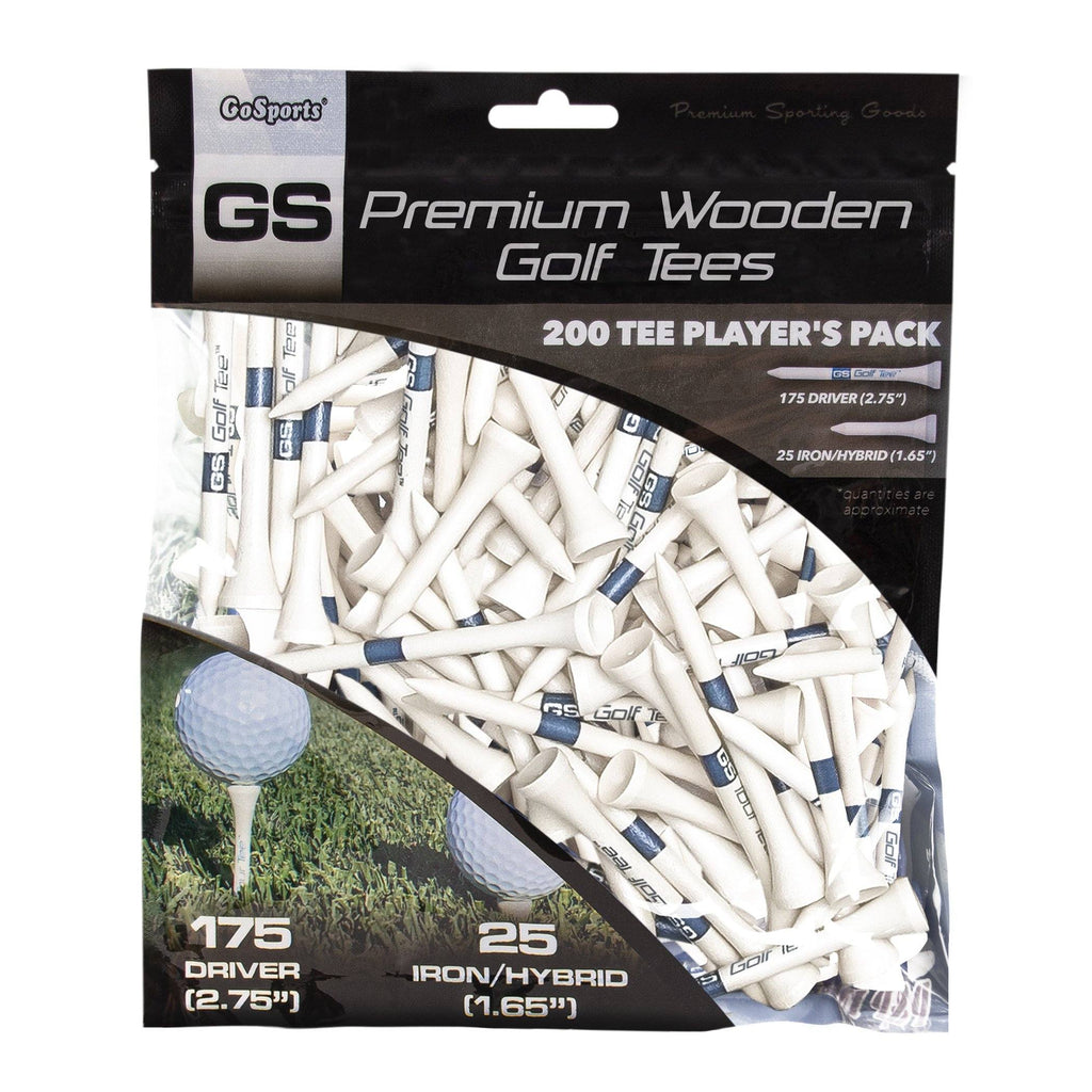 GoSports 2.75" Premium Wooden Golf Tees - 200 Tee Player's Pack with Driver and Iron/Hybrid Tees, White Golf playgosports.com 