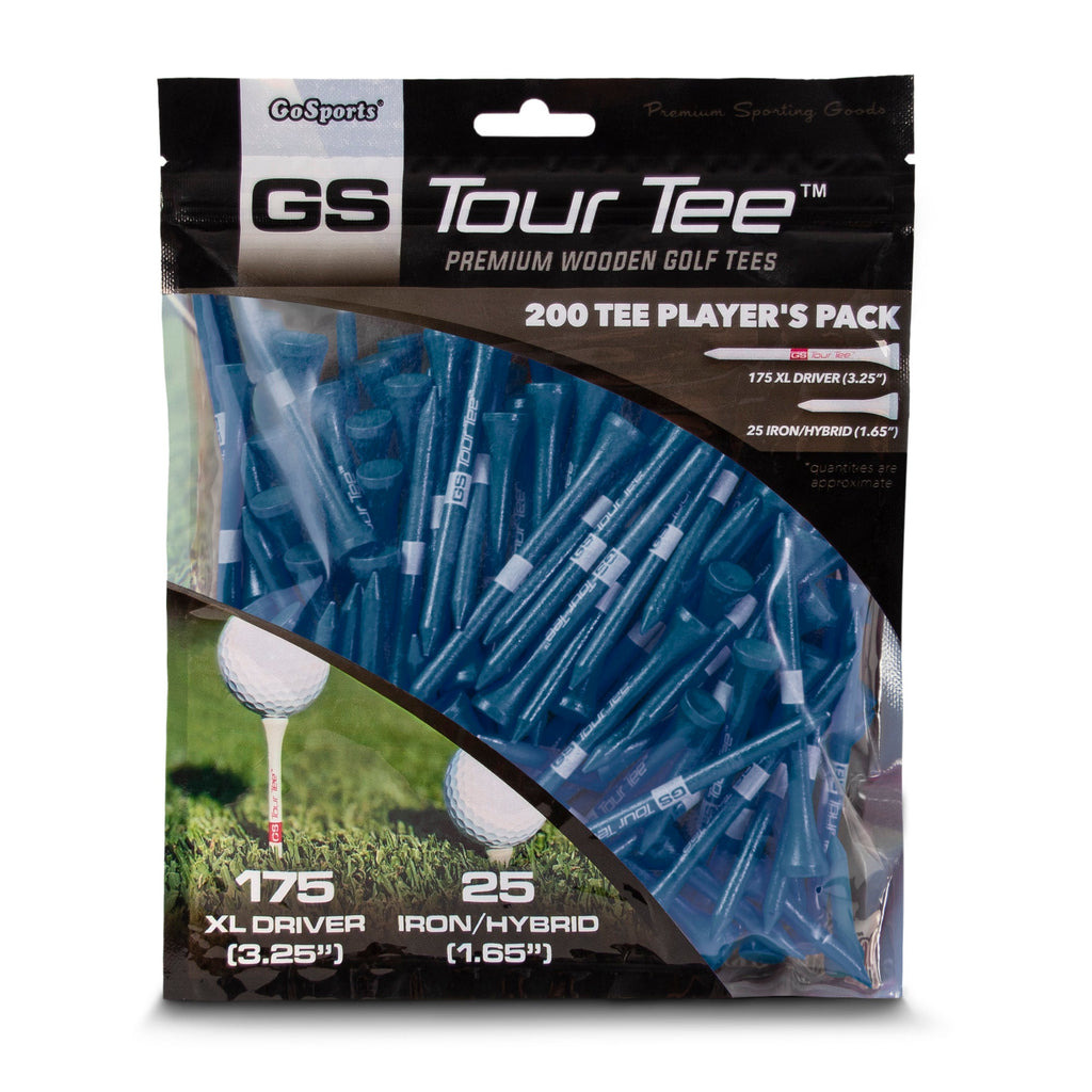 GoSports 3.25" XL Premium Wooden Golf Tees - 200 XL Tee Player's Pack Driver and Iron/Hybrid Tees, Orange Golf playgosports.com Blue 