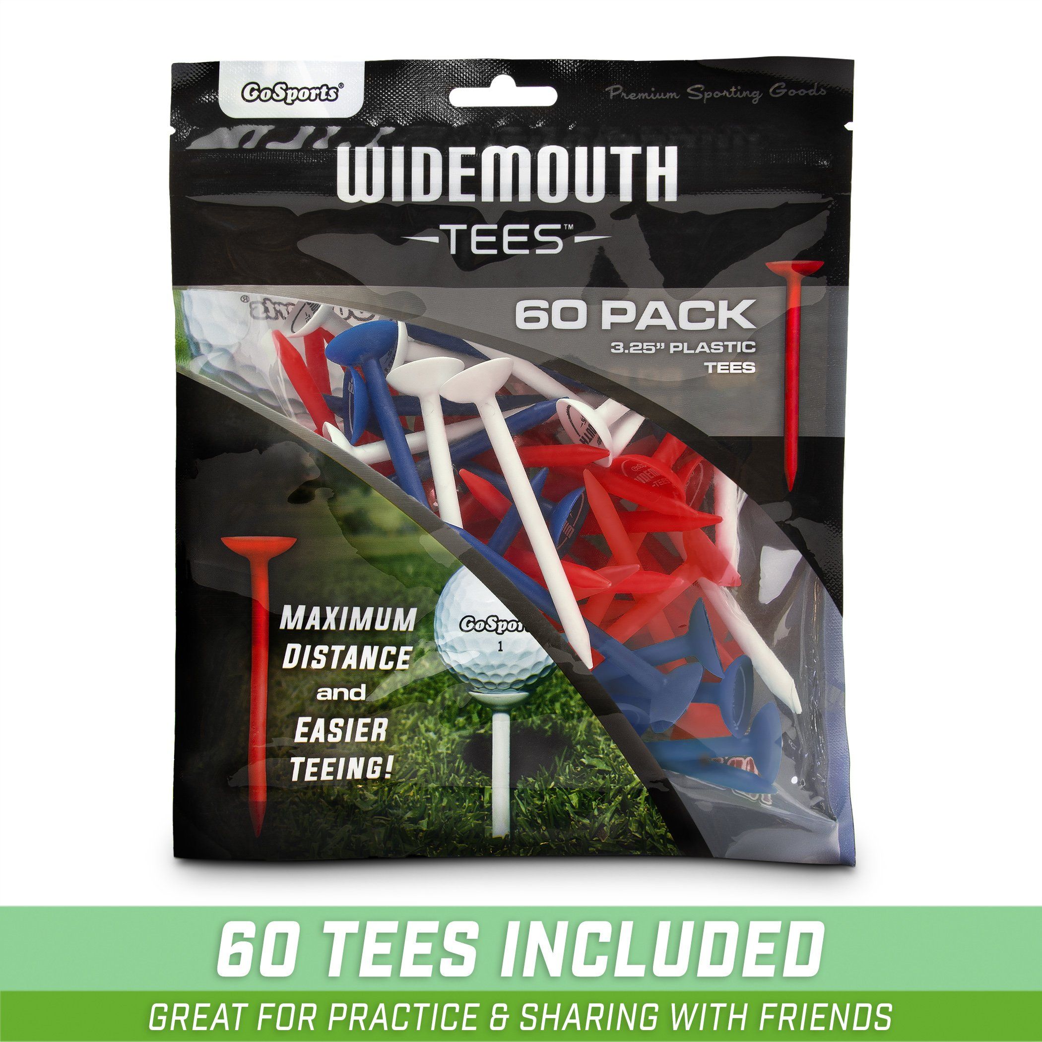 6 pack of golf tees with a bag of tees