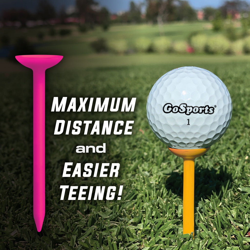 GoSports 3.25” Widemouth Plastic Golf Tees | 60 Tee Player’s Pack | Max Distance and Easier Teeing! Golf playgosports.com 