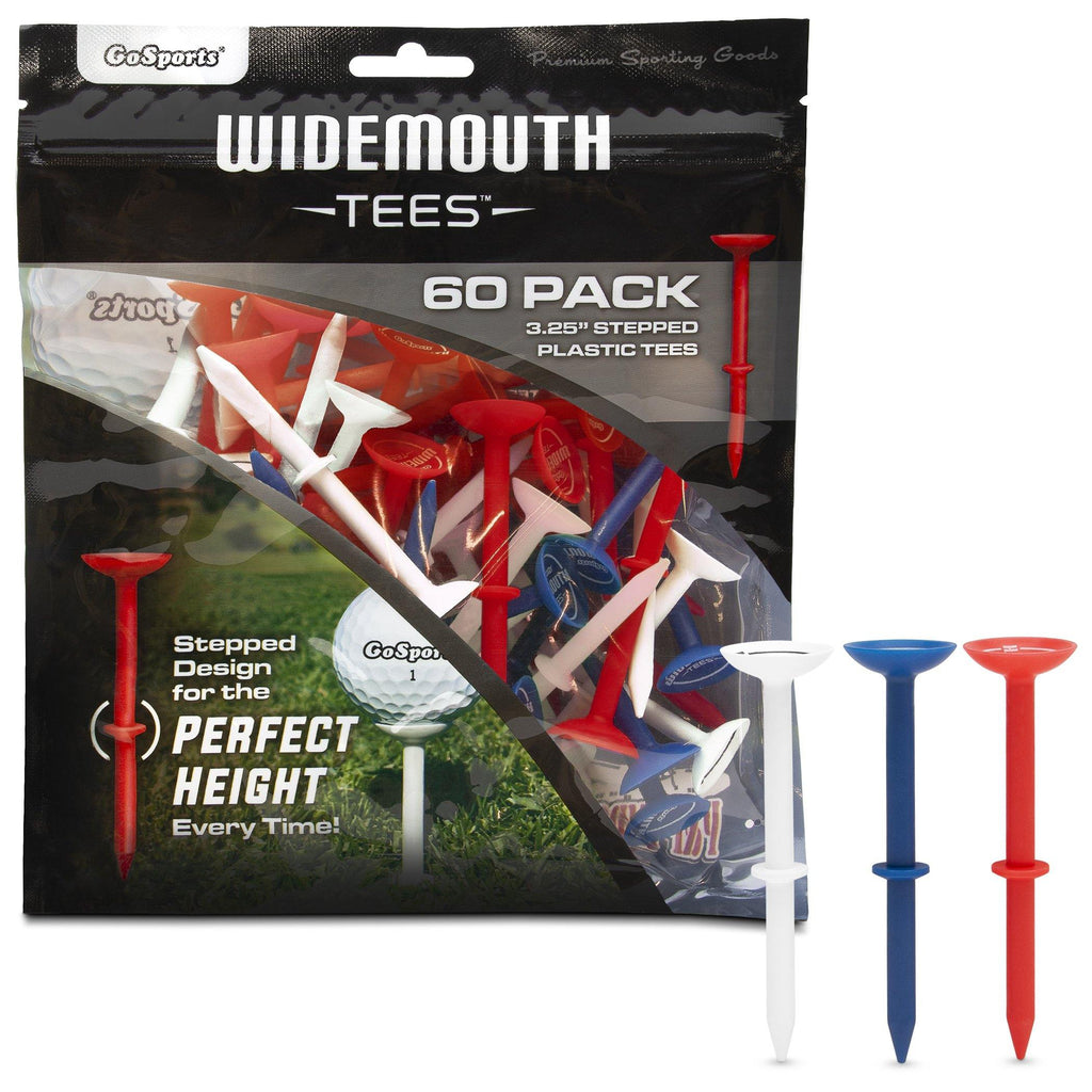 GoSports 3.25” Widemouth Stepped Plastic Golf Tees | 60 Tee Player’s Pack | Max Distance and Easier Teeing! Golf playgosports.com 