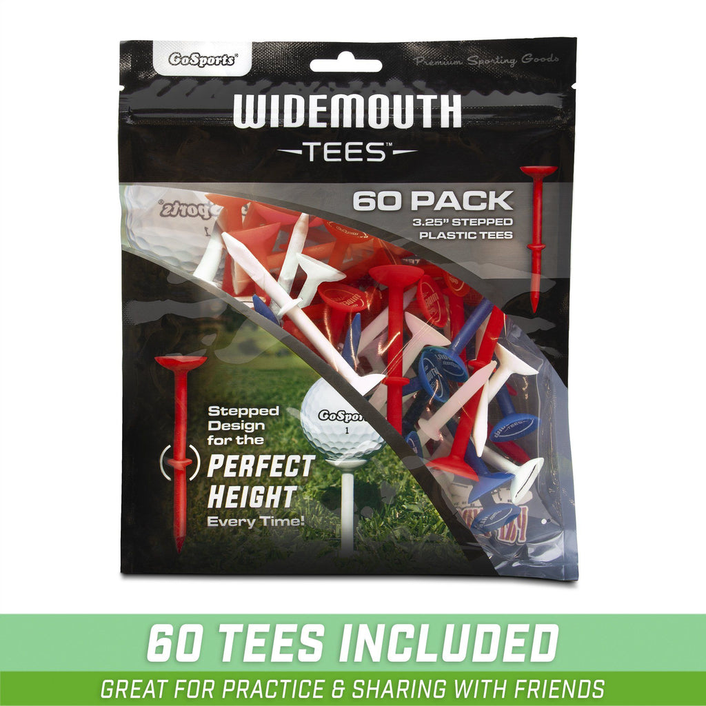 GoSports 3.25” Widemouth Stepped Plastic Golf Tees | 60 Tee Player’s Pack | Max Distance and Easier Teeing! Golf playgosports.com 