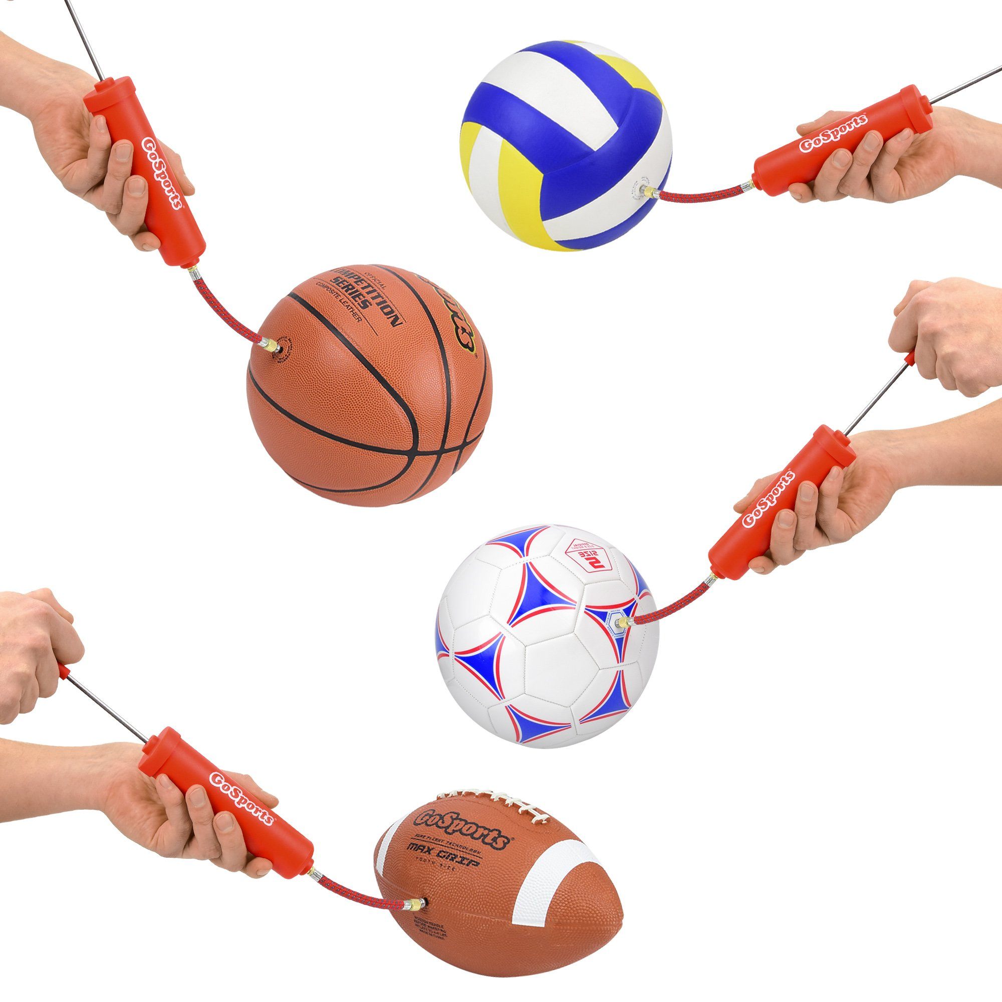 a hand holding a ball and a skipping rope
