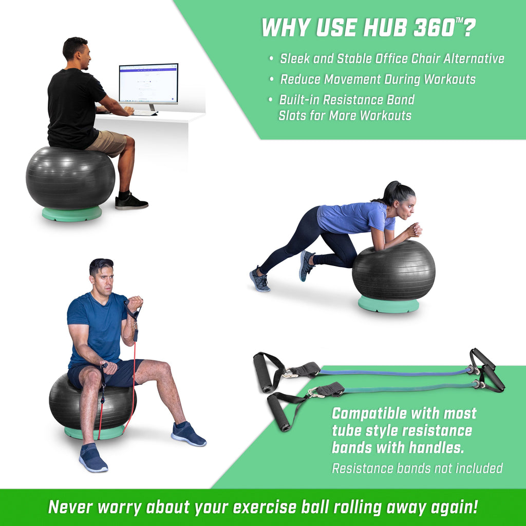 GoSports Hub 360 Fitness Ball Base - Universal Stability Stand for Fitness Balls - Seafoam playgosports.com 