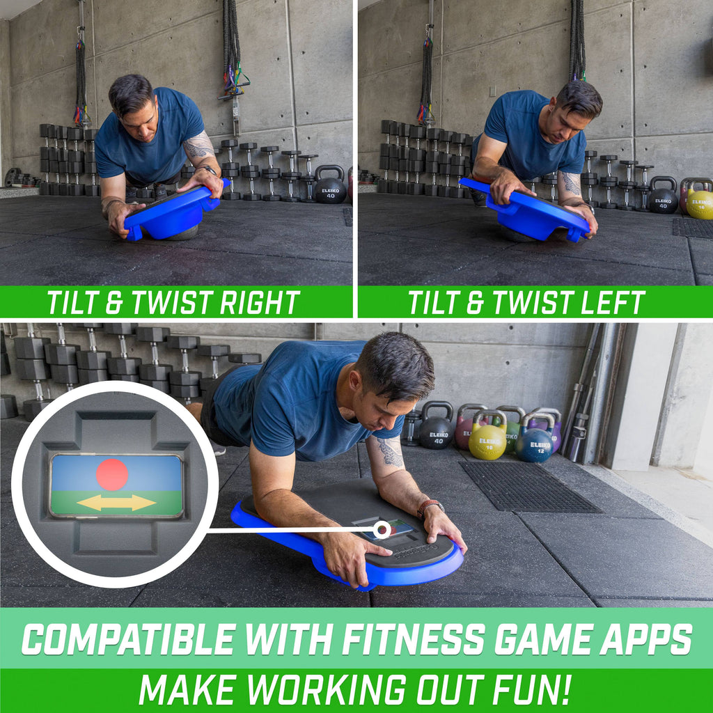 GoSports Core Hub Fitness Plank Board with Smart Phone Integration for Full Body Workouts, Blue playgosports.com 