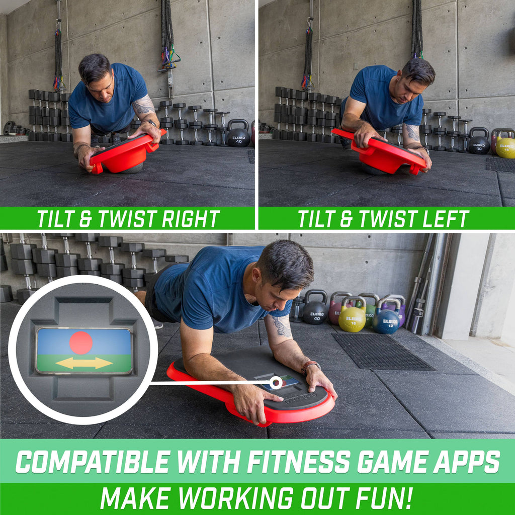 GoSports Core Hub Fitness Plank Board with Smart Phone Integration for Full Body Workouts, Red playgosports.com 