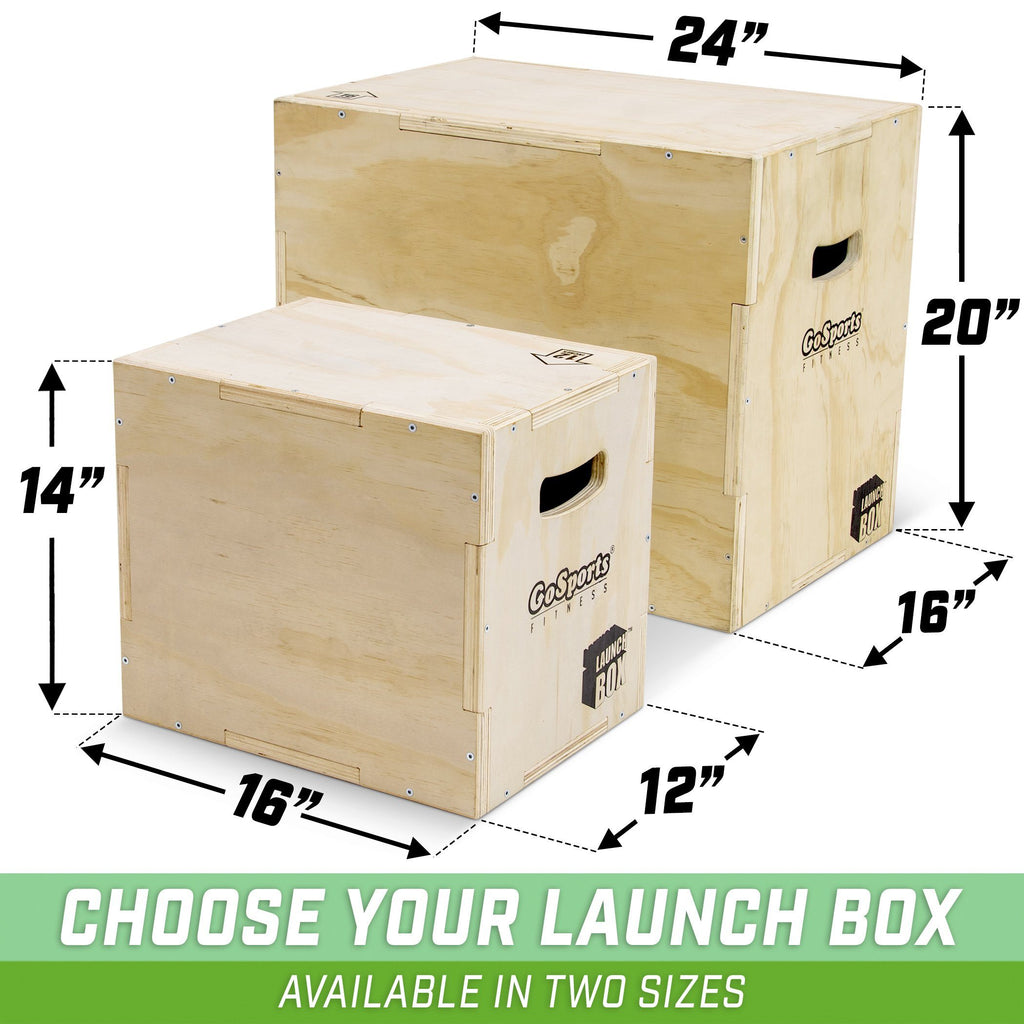 GoSports Fitness Launch Box | 3-in-1 Adjustable Height | Wood Plyo Jump Box for Exercises of All Skill Levels playgosports.com 