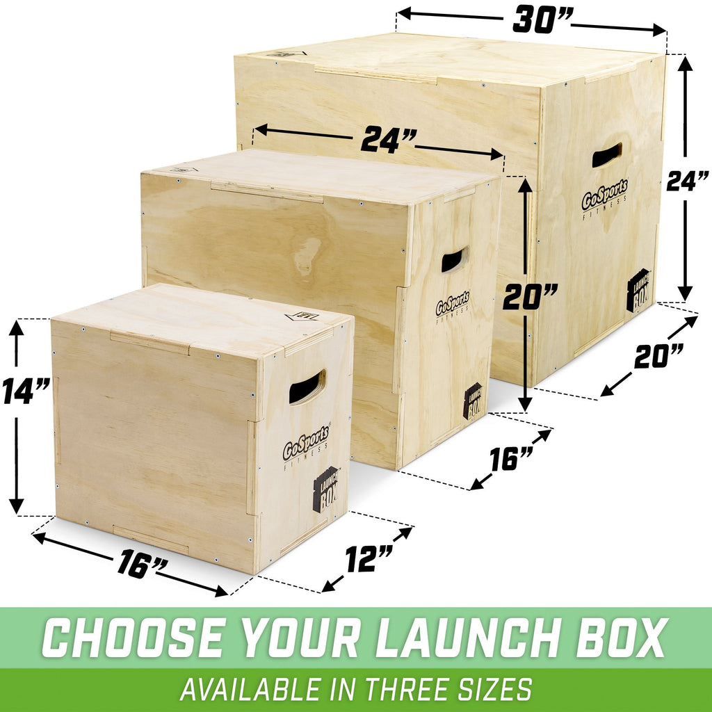 GoSports Fitness Launch Box | 3-in-1 Adjustable Height | Wood Plyo Jump Box for Exercises of All Skill Levels playgosports.com 