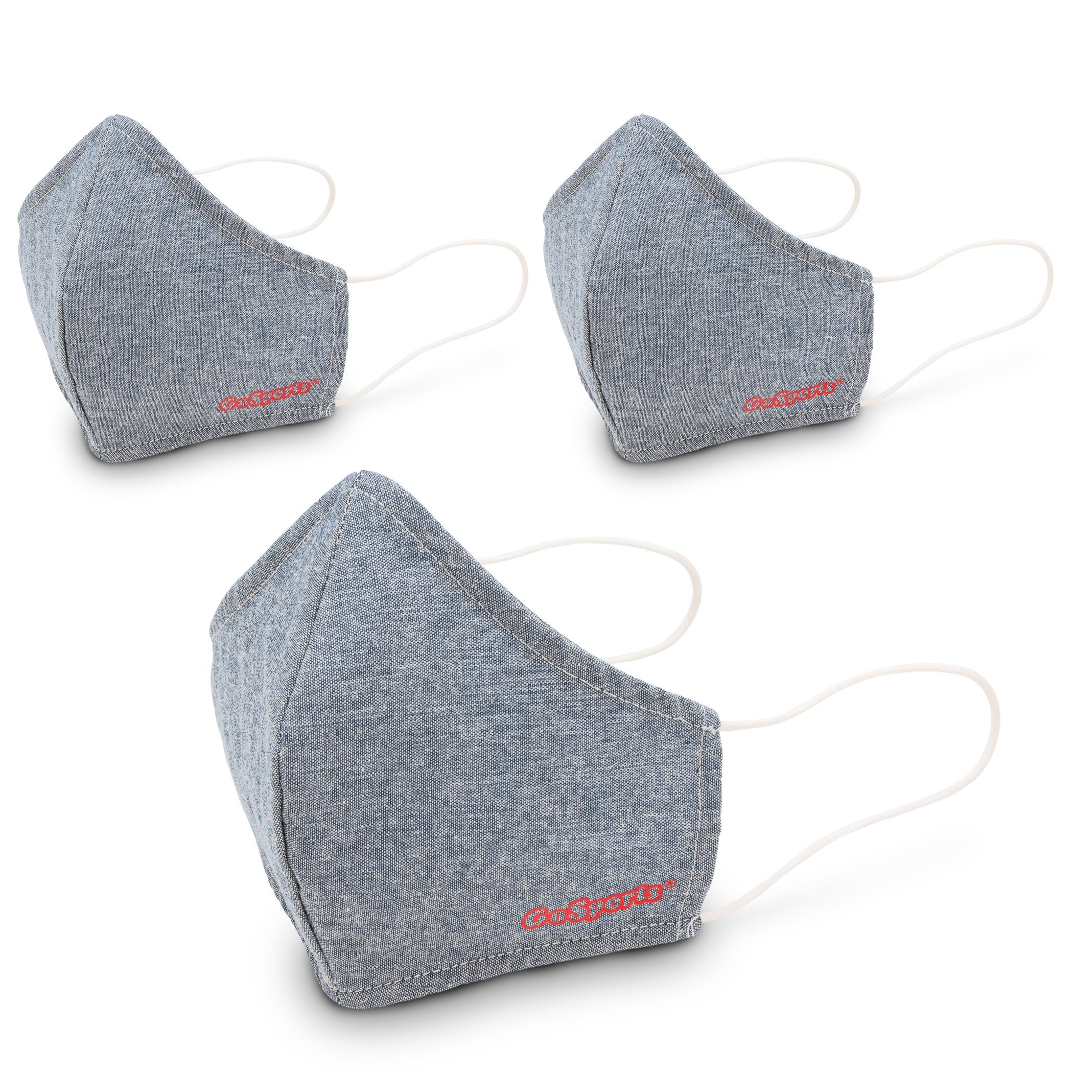 3 pack of face masks with red logo