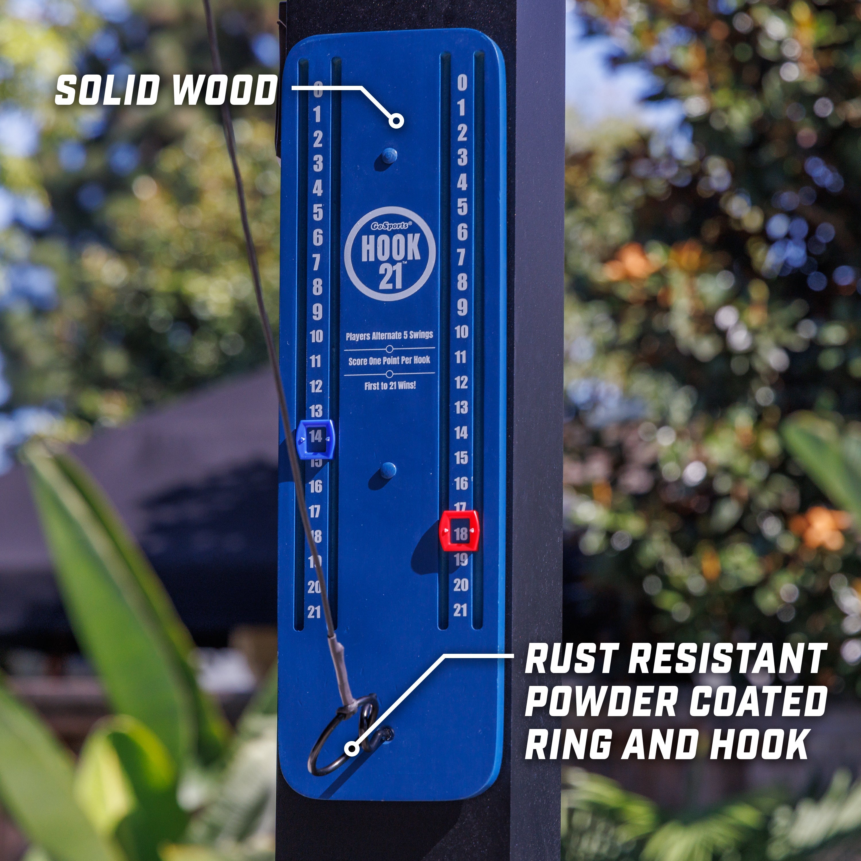 a blue meter with a red button on it