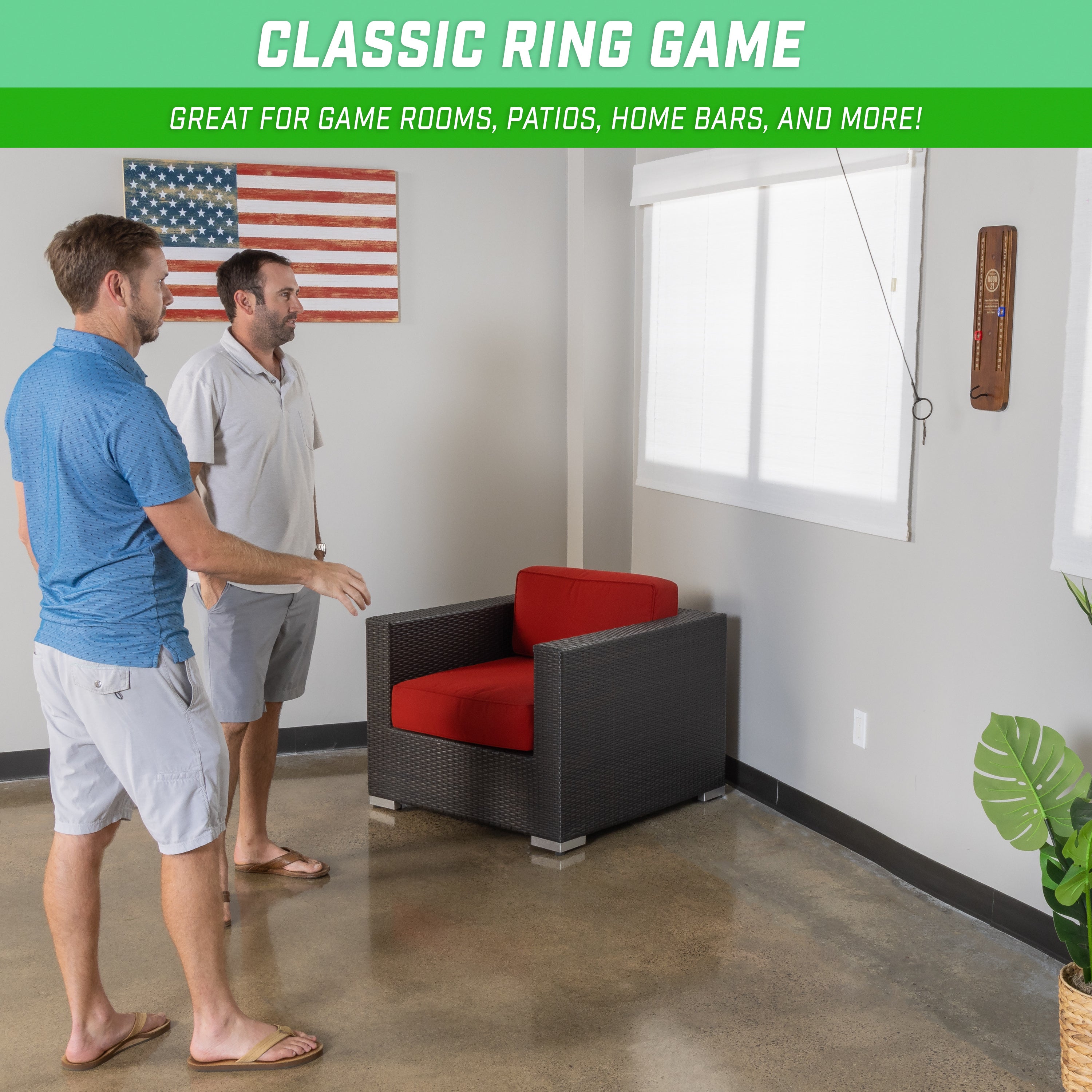 two men are playing a game in a room