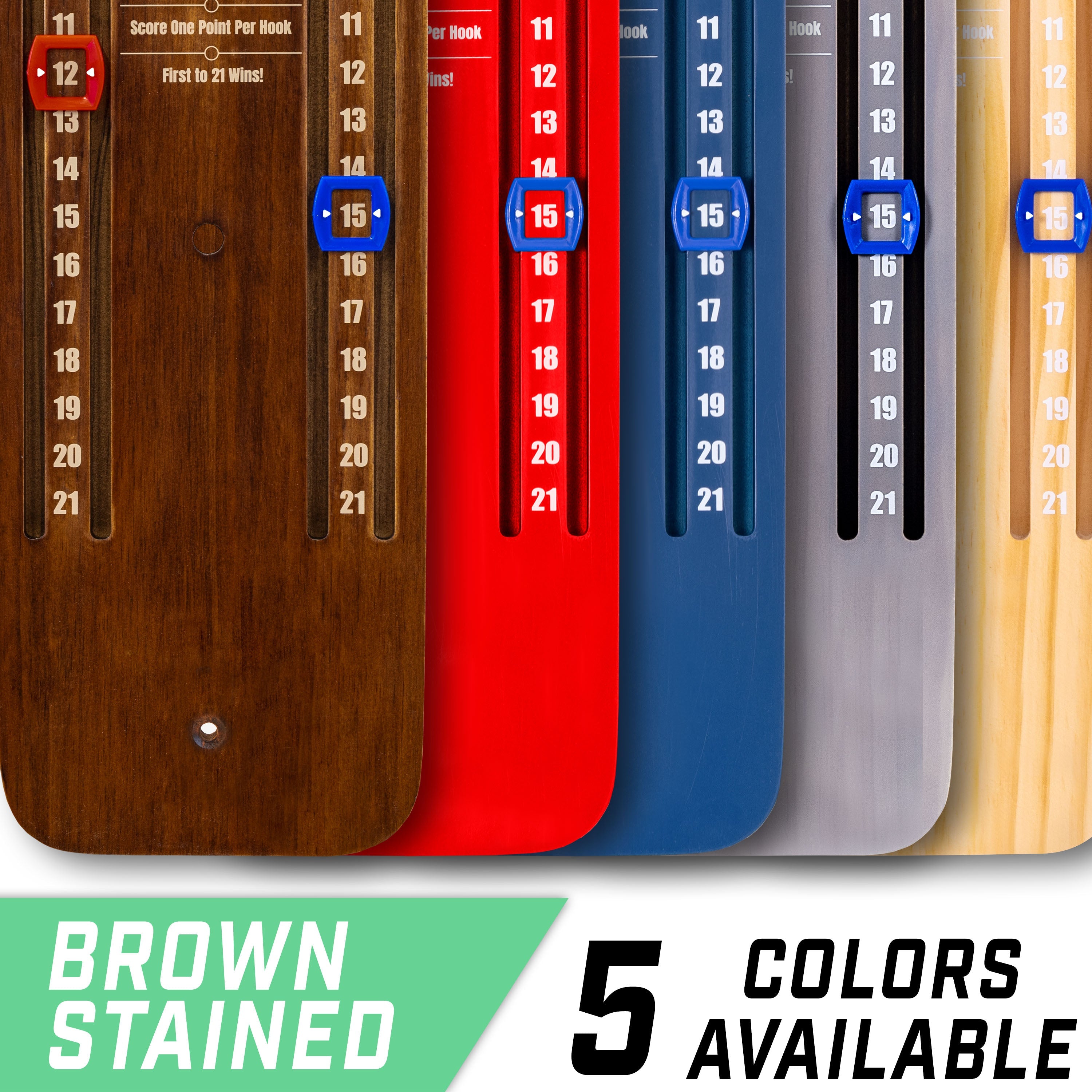 a bunch of different colored wooden clocks