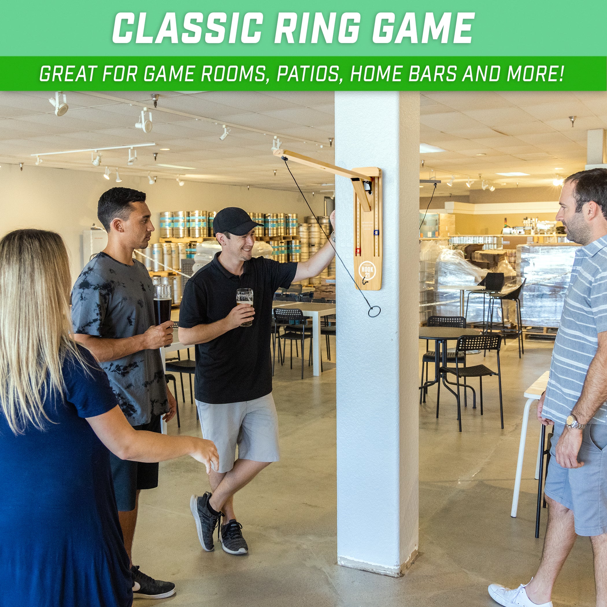 a group of people standing around a table