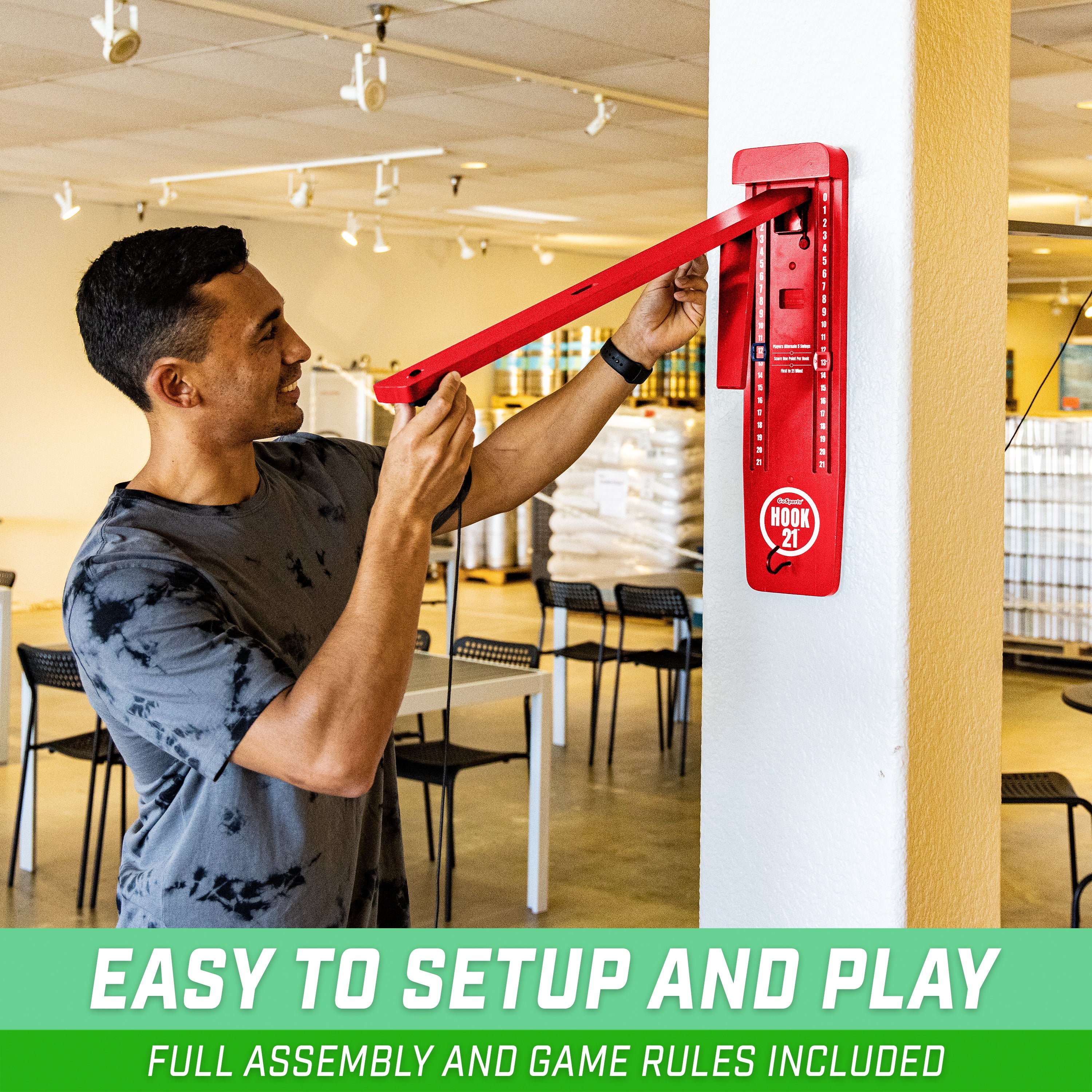 a man is opening a red fire exor