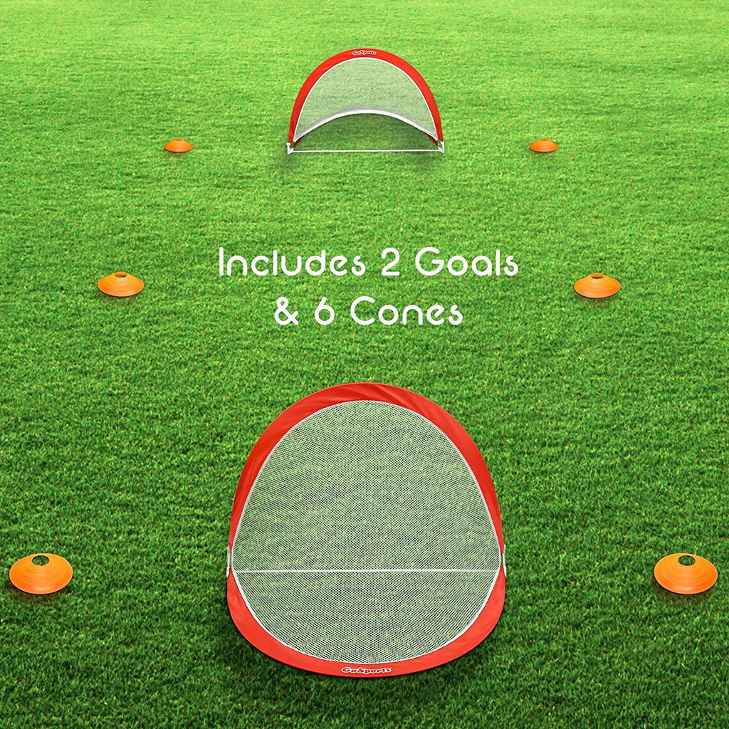 GoSports 2.5 Foot Portable Pop Up Soccer Goals for Backyard - Kids & Adults - Set of 2 Nets with Agility Training Cones and Carrying Case Soccer Goal playgosports.com 