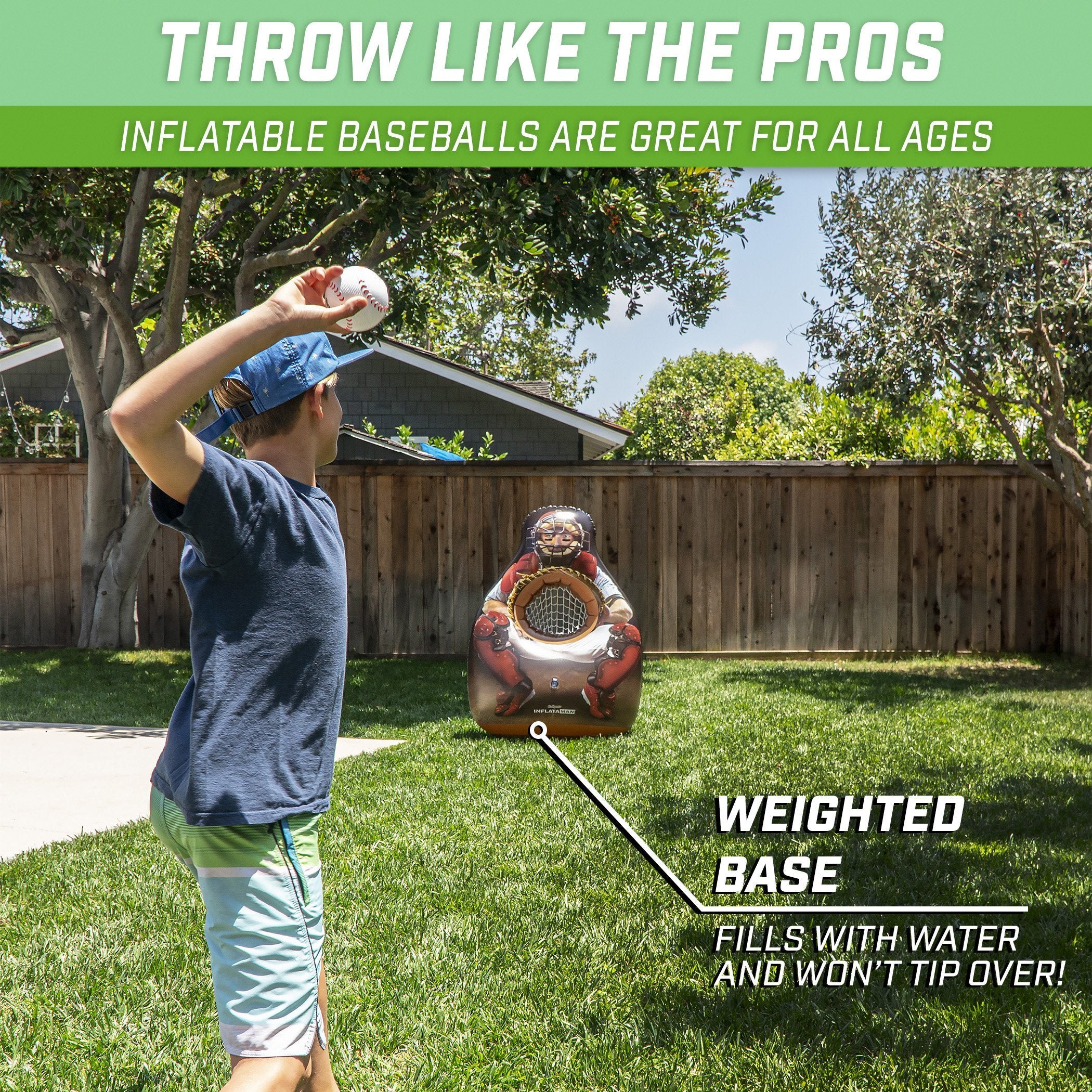a boy throwing a ball in the yard