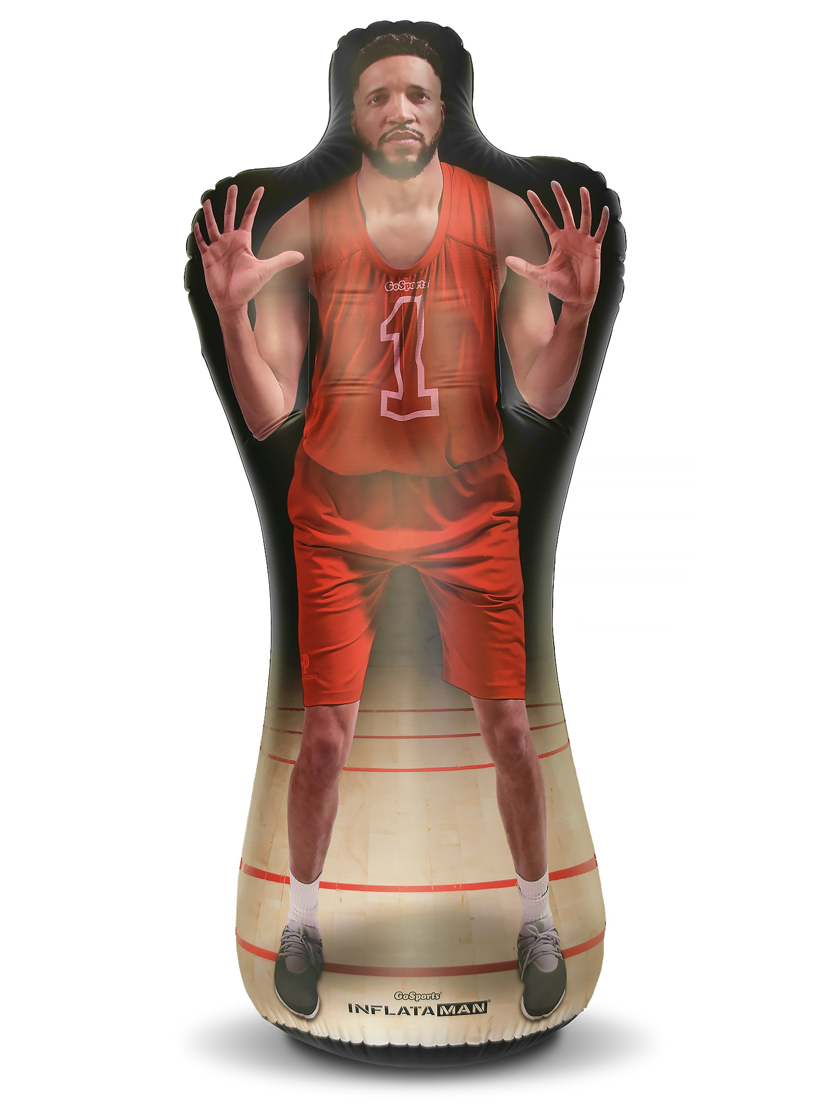 a statue of a man in a red jersey