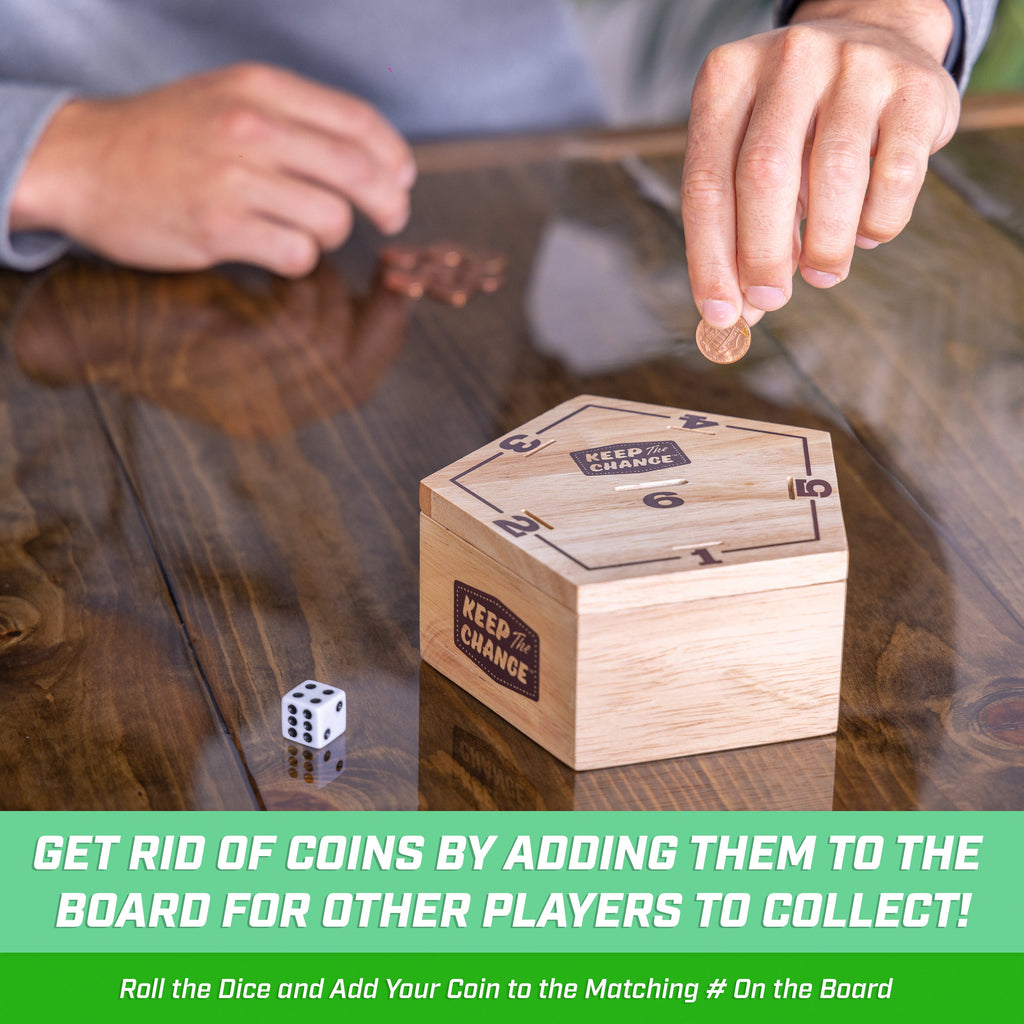 GoSports Keep the Change - Tabletop Coin Drop Dice Game for Kids & Adults, Includes 2 Dice and Game Rules playgosports.com 