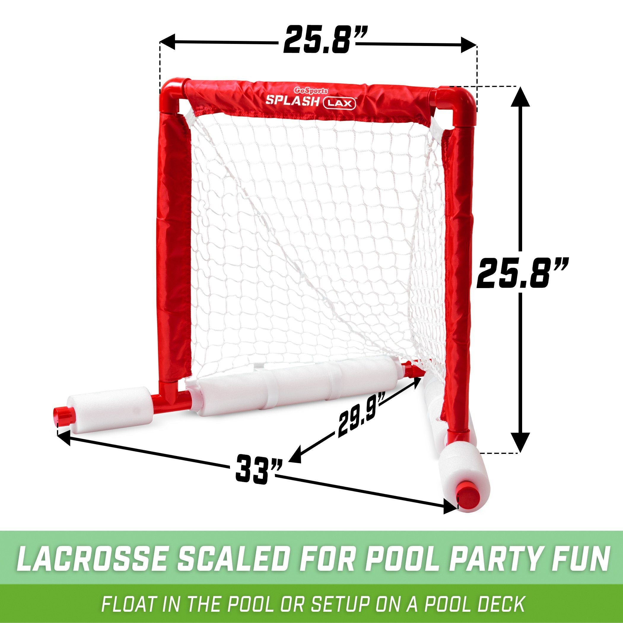 the red soccer goal set with a white net and a red soccer goal