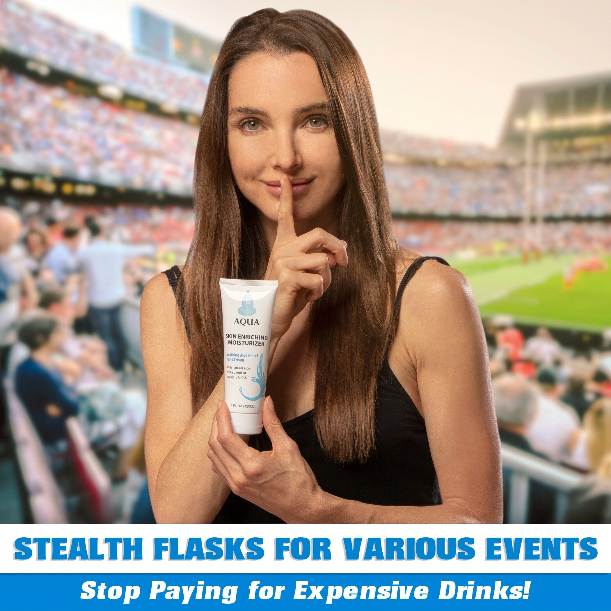 a woman holding a tube of toothpass