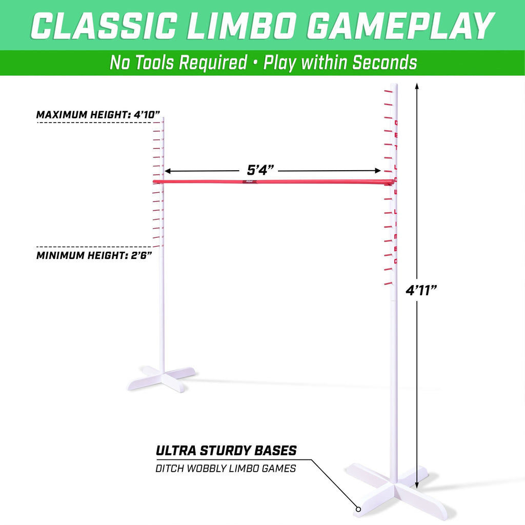 GoSports GET LOW LIMBO Premium Wooden Limbo Game | Sets up in Seconds | Fun for Kids & Adults Limbo playgosports.com 