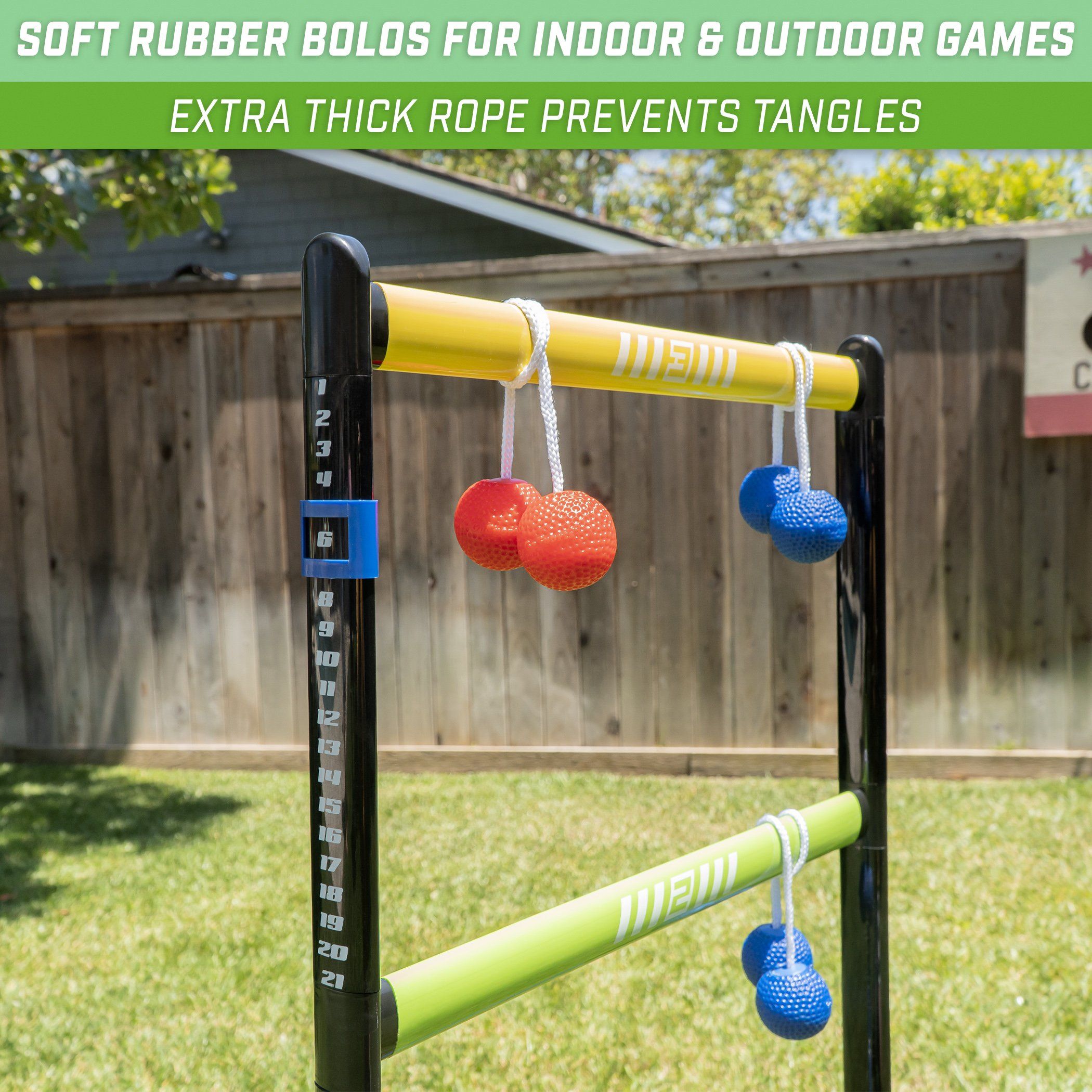 a set of three colorful outdoor games
