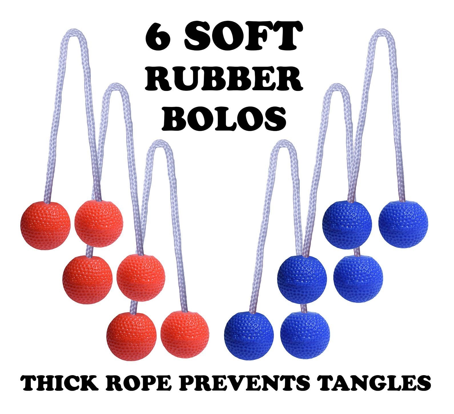 six rubber balls with a rope and a ball on top