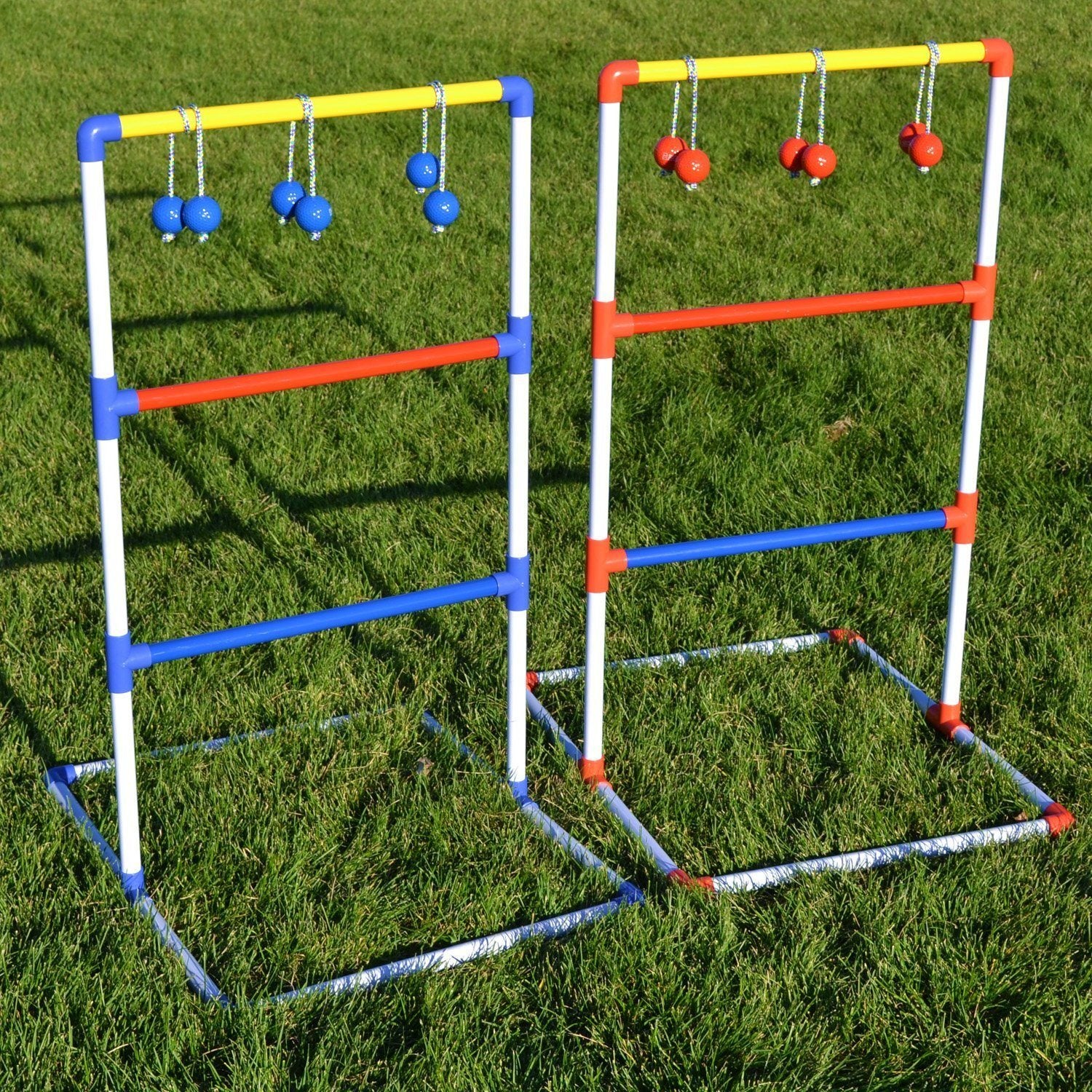 a set of three plastic football goal posts