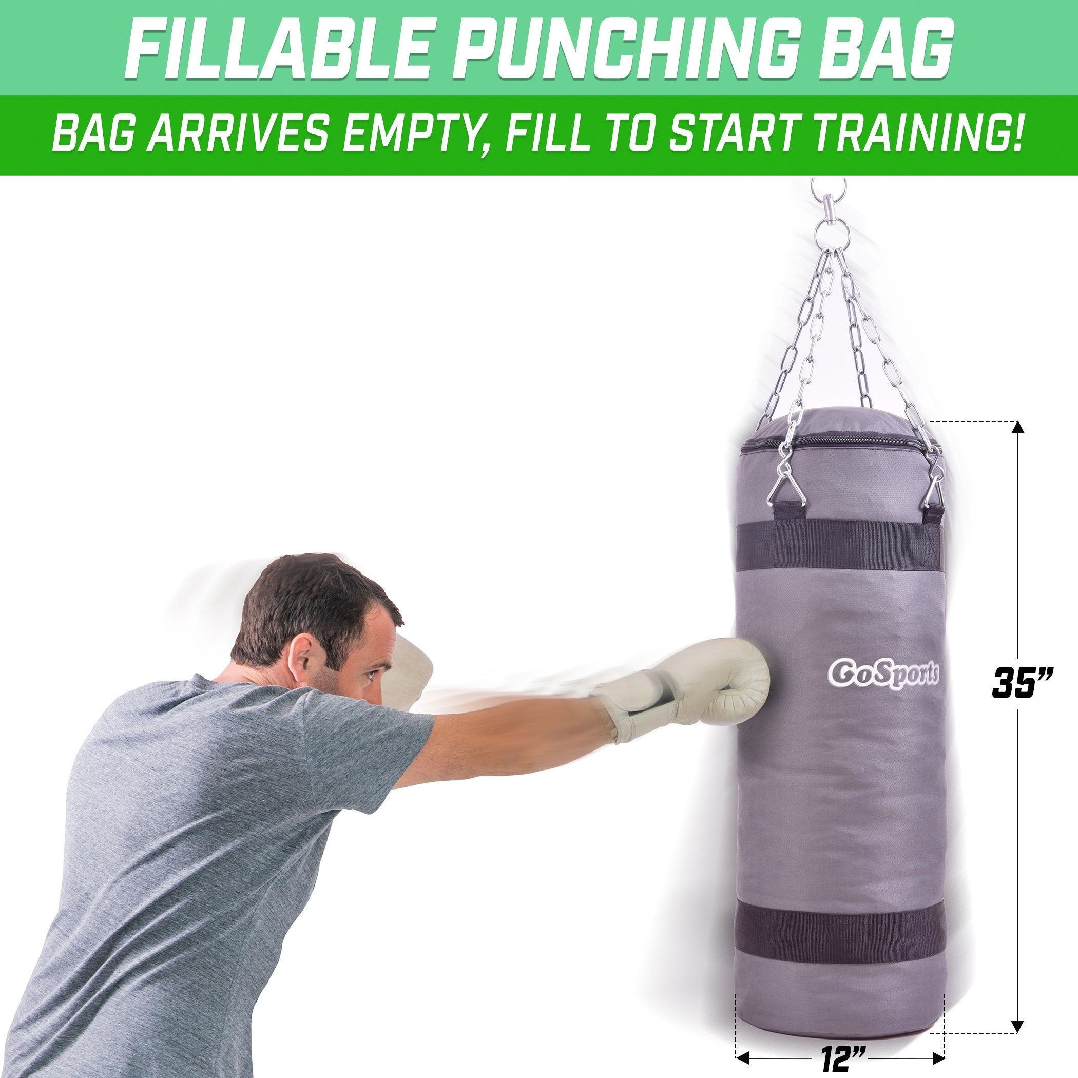 a man punching a punching bag with the text, ' punching bag '