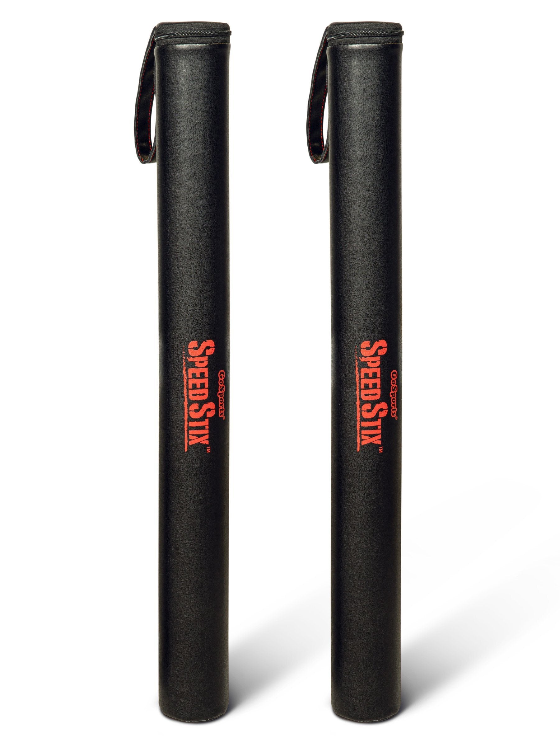 two black and red grips with red lettering