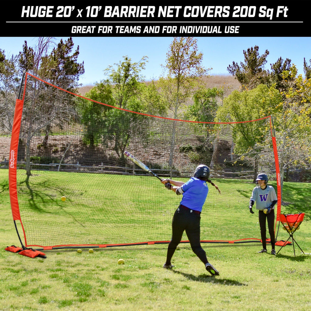 GoSports 20'x10' Sports Barrier Net with Weighted Sand Bags - Huge Backstop Net for Basketball, Football, Baseball, Softball, Lacrosse and more Sports Nets playgosports.com 