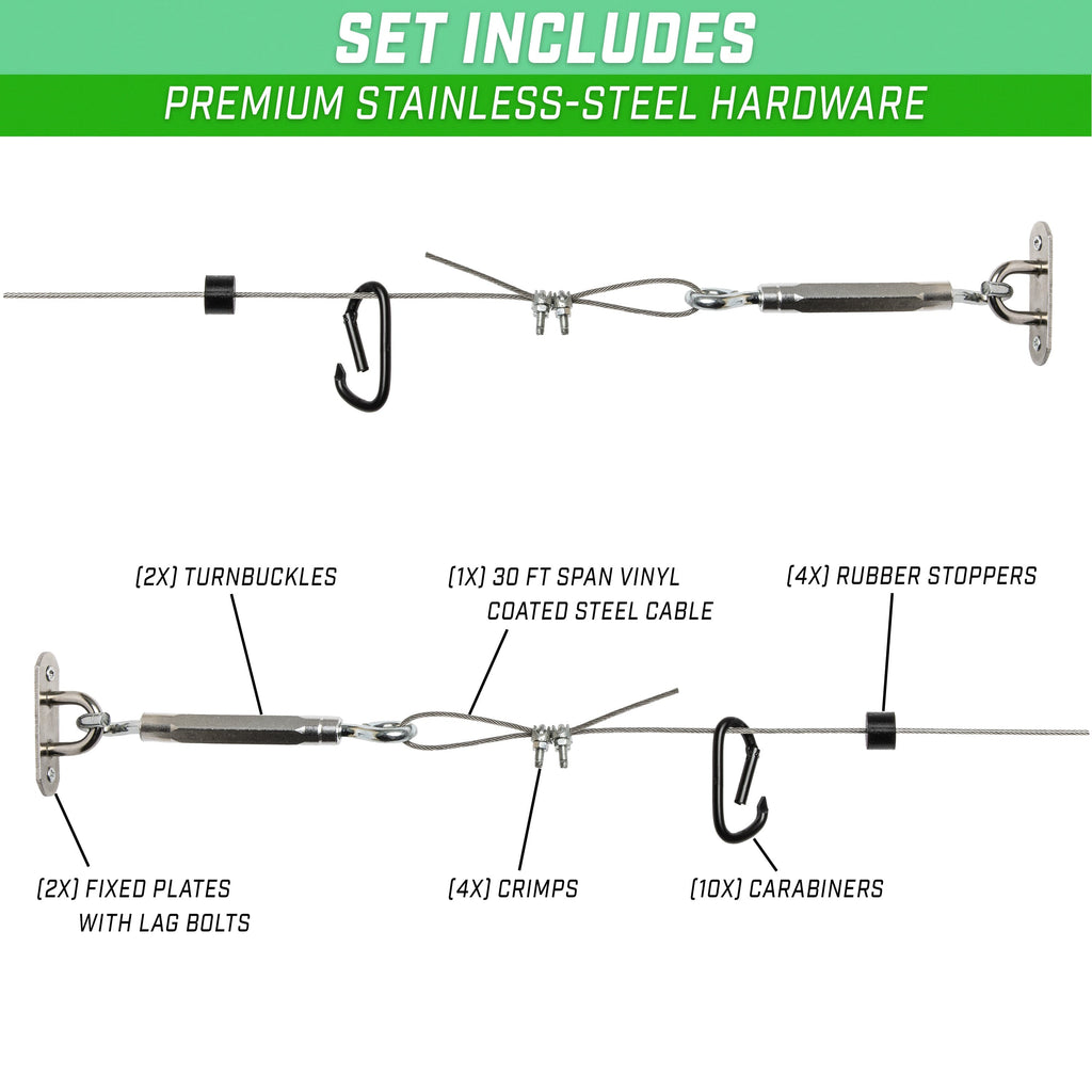 GoSports 30 ft Span Adjustable Wire Hanging Kit Playgosports.com 