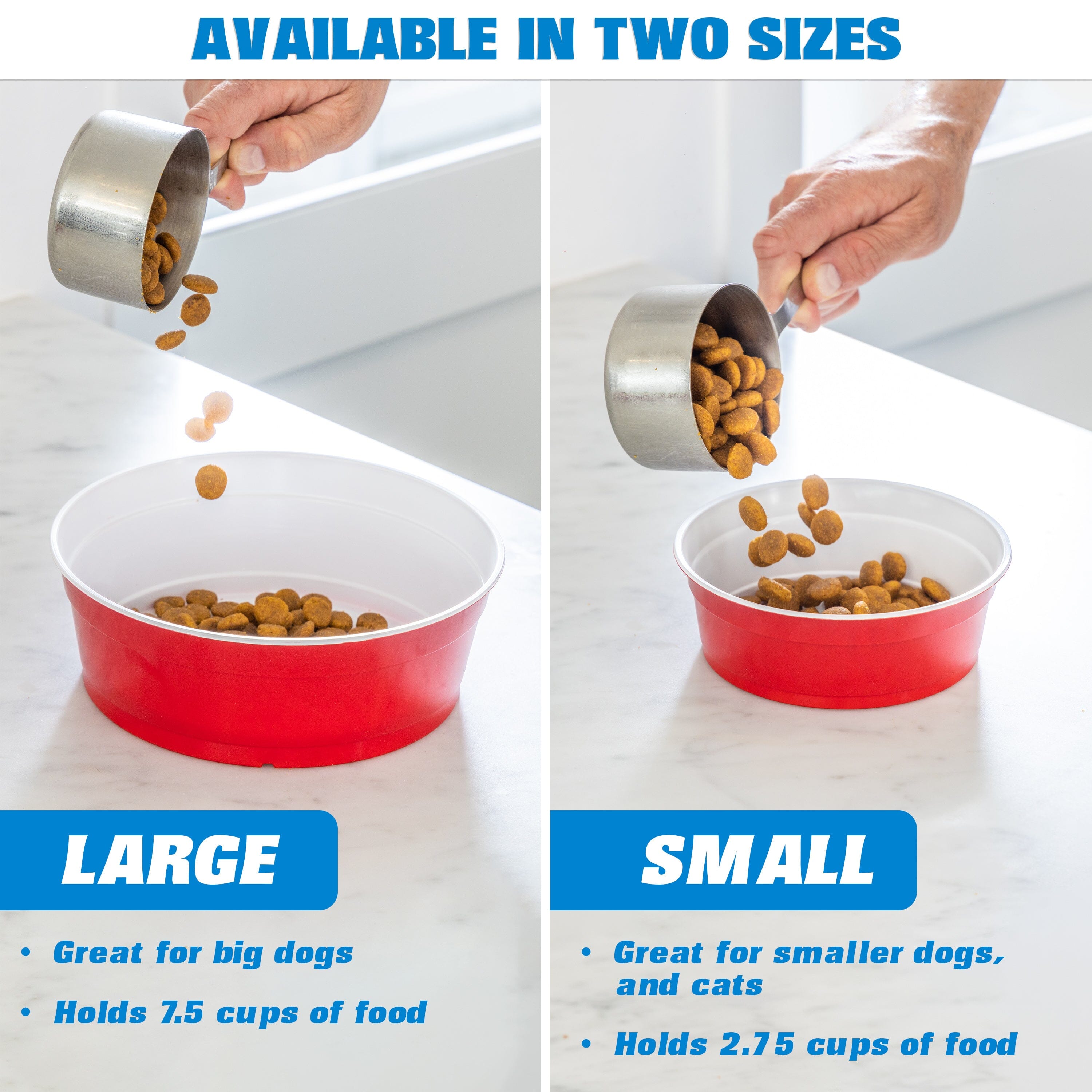 a person is pouring a bowl of dog food