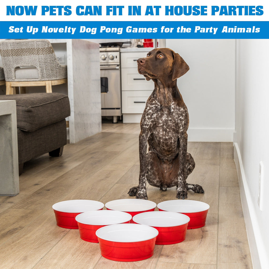 Party Dog Disposable Red Cup Style Pet Food Bowls for Cats and Dogs - 30 Large Size Bowls Playgosports.com 