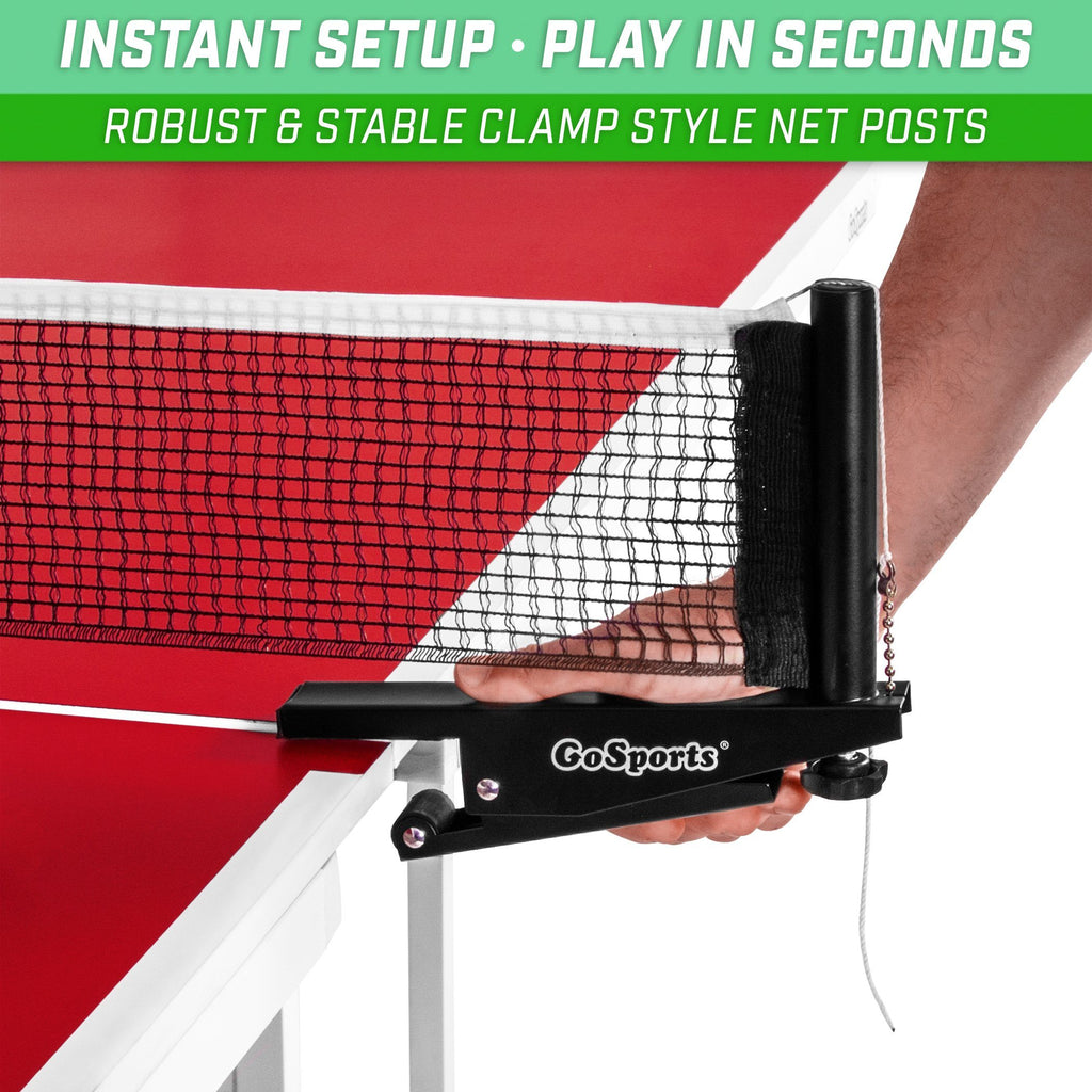 GoSports Universal Regulation Table Tennis Net with Clamps | 72 Inch Tournament Regulation Net with Adjustable Side Posts Pickle Ball playgosports.com 