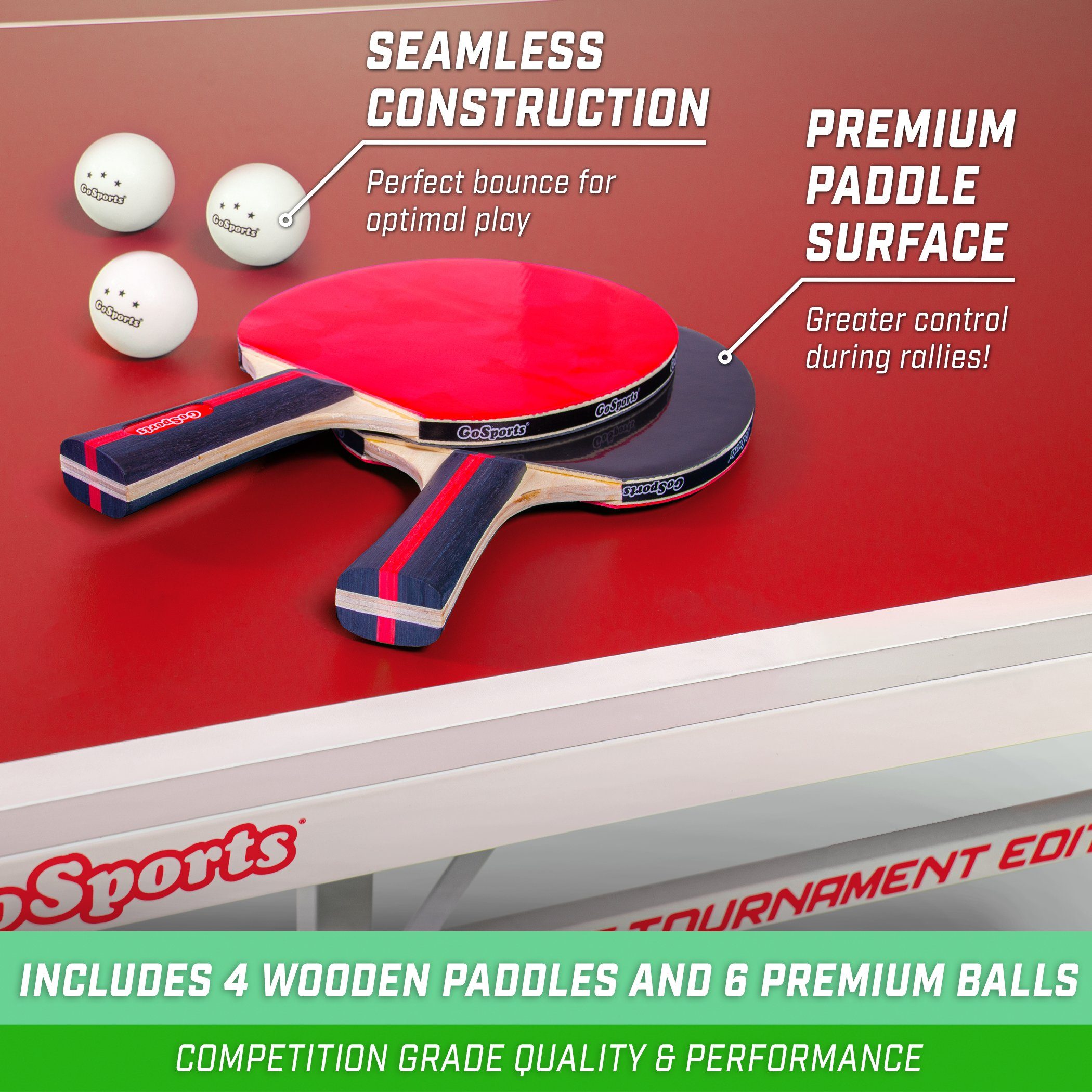 GoSports 6 ft x 3 ft Mid-size Table Tennis Game - Red –