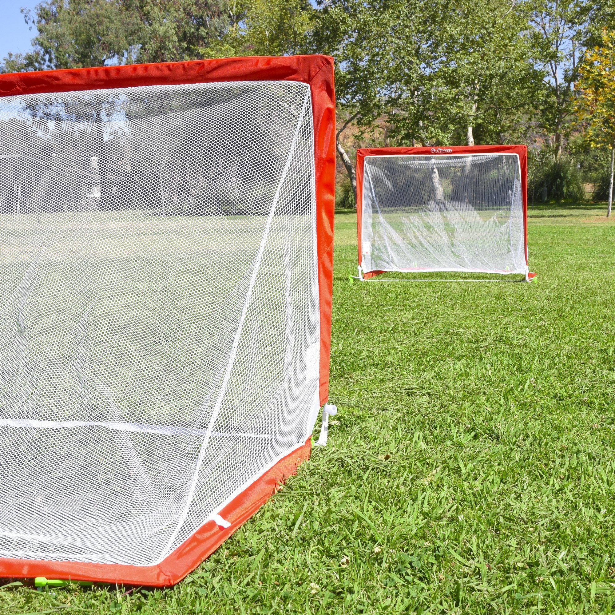 a red net with a white net on it
