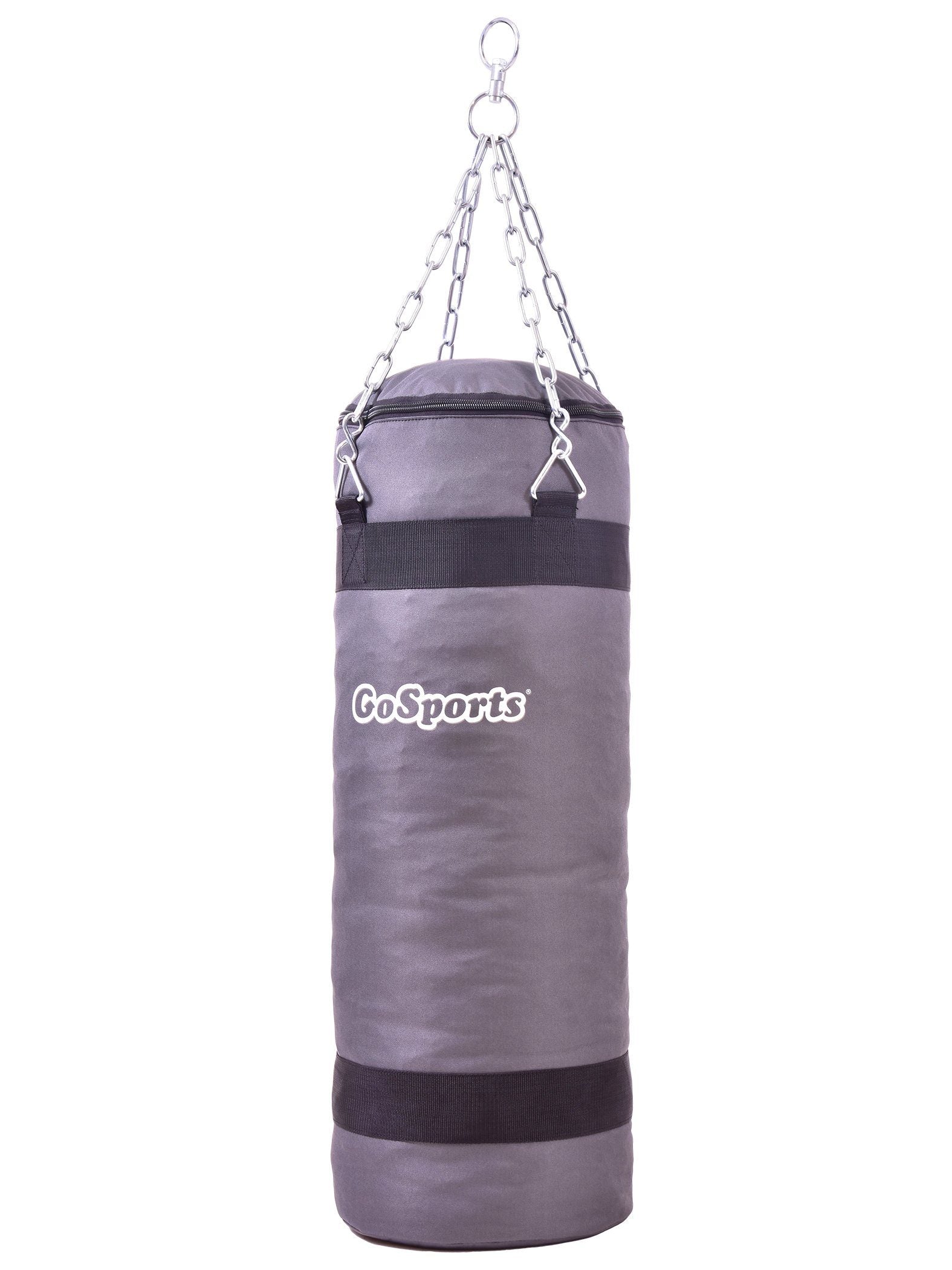 a grey and black gym bag hanging from the side