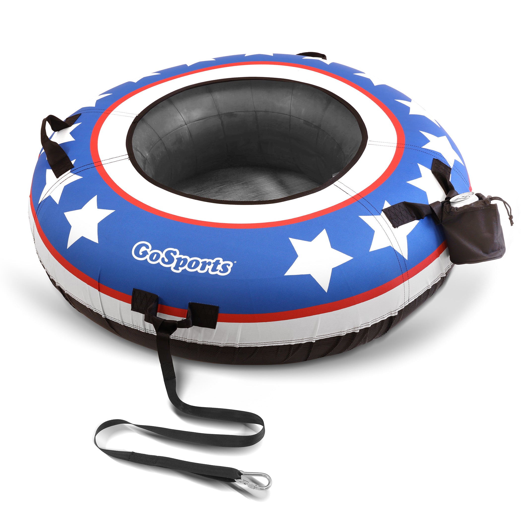 a colorful inflatable with a black handle