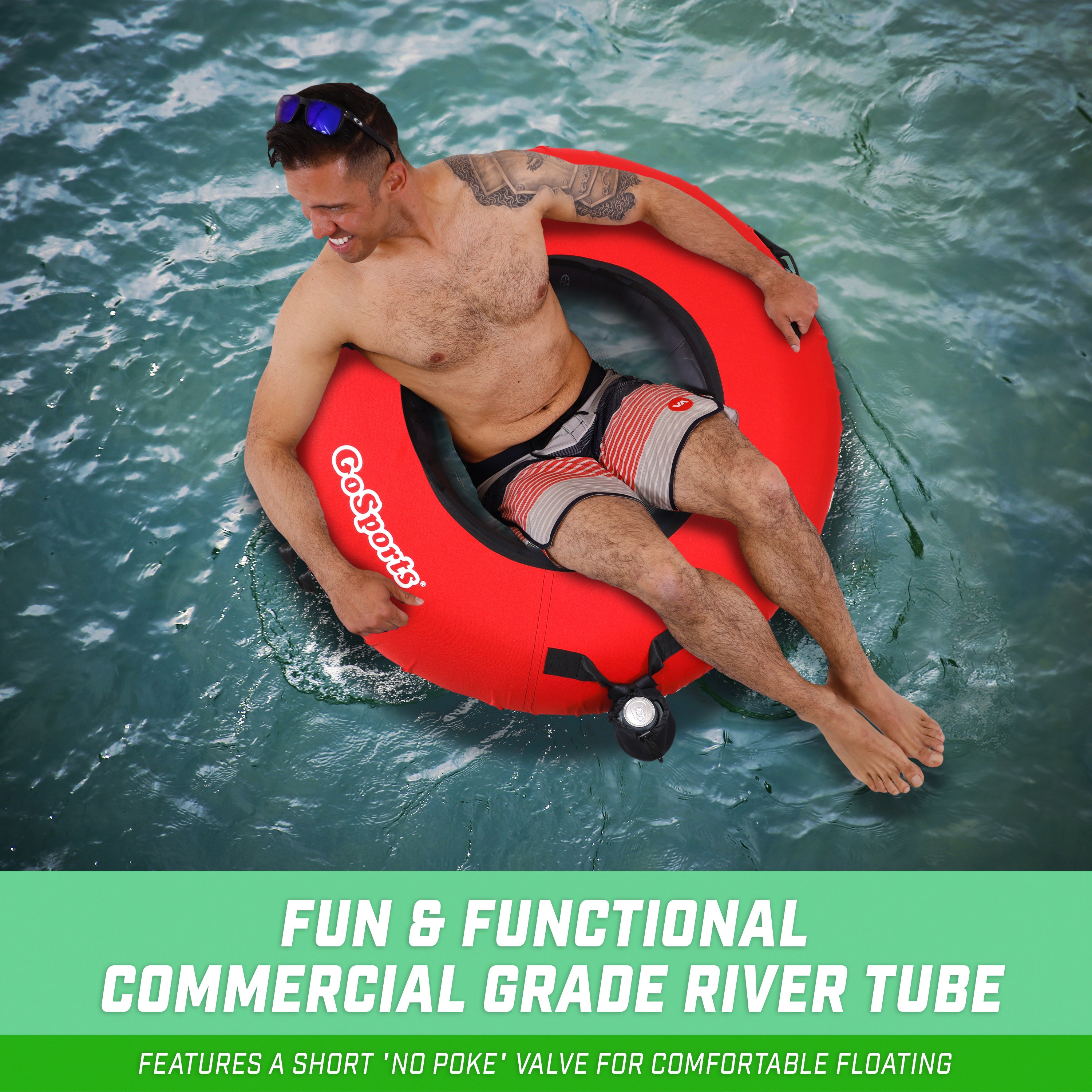 a woman in a swimsuit floating in a pool of water on a inflatable