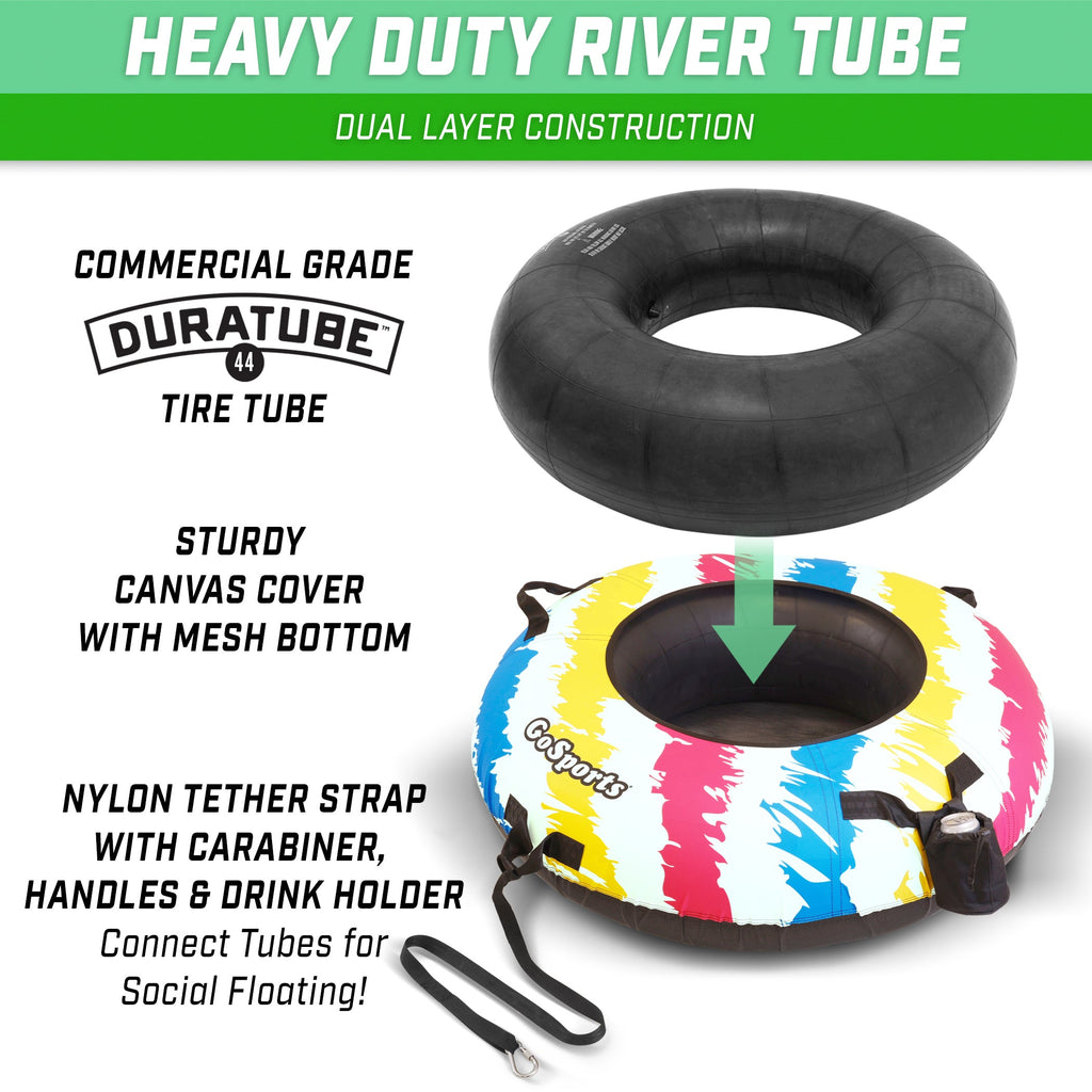 GoSports 44" Heavy Duty River Tube with Premium Canvas Cover - Commercial Grade River Tube - Retro Pool Toys playgosports.com 
