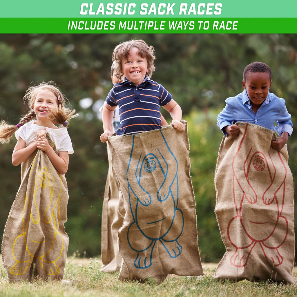 GoSports Roo Racers Sack Race Game 6 Pack | XL Size Burlap Potato Sack Races for Kids & Adults Limbo playgosports.com 