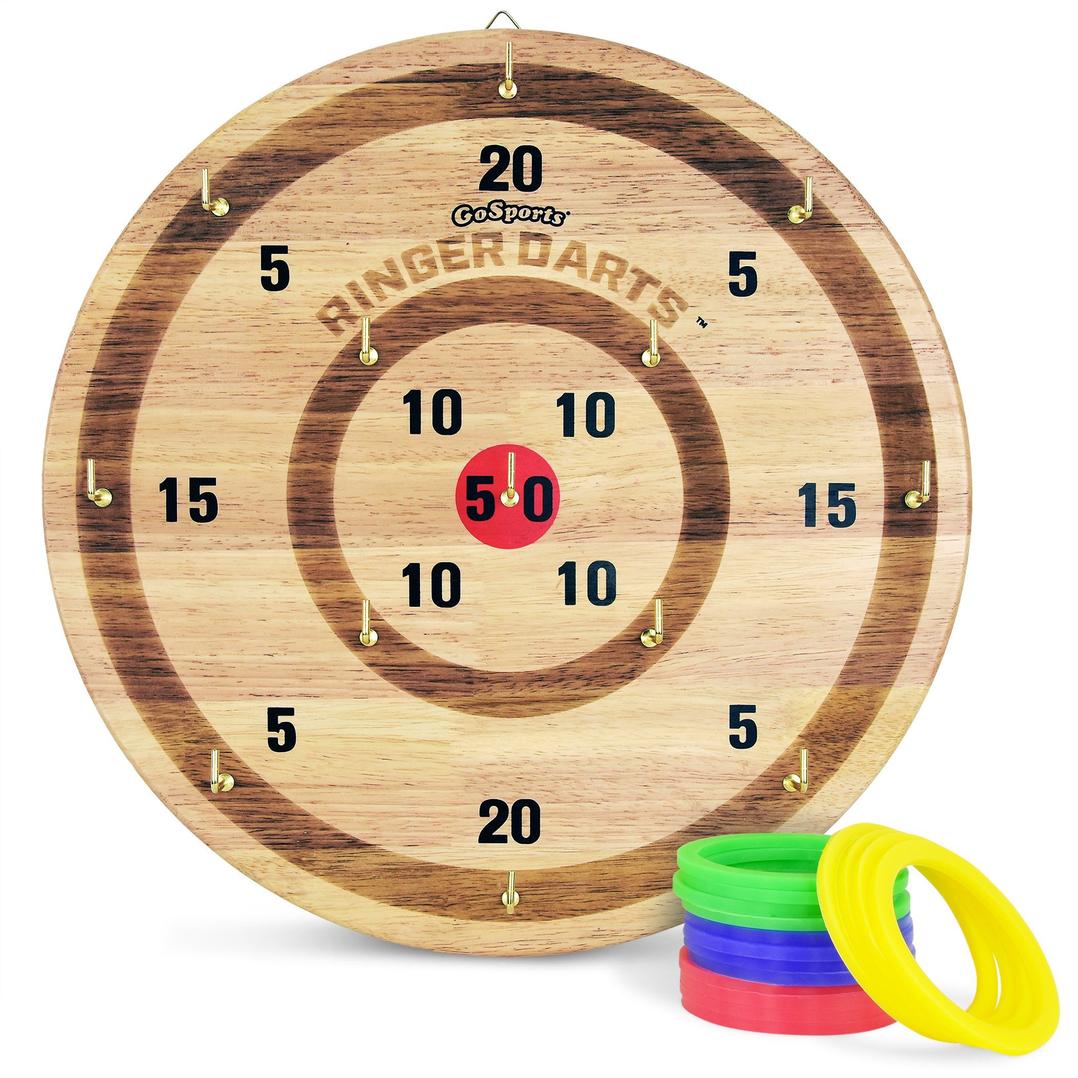 a wooden clock with a ring on it