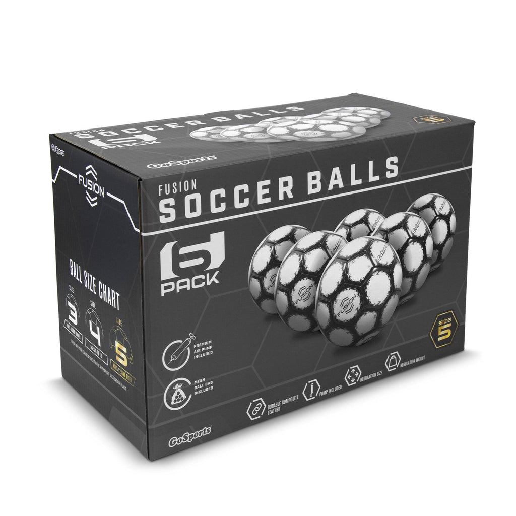 GoSports Fusion Soccer Ball with Premium Pump 6 Pack, Size 3, Black Soccer Ball playgosports.com 