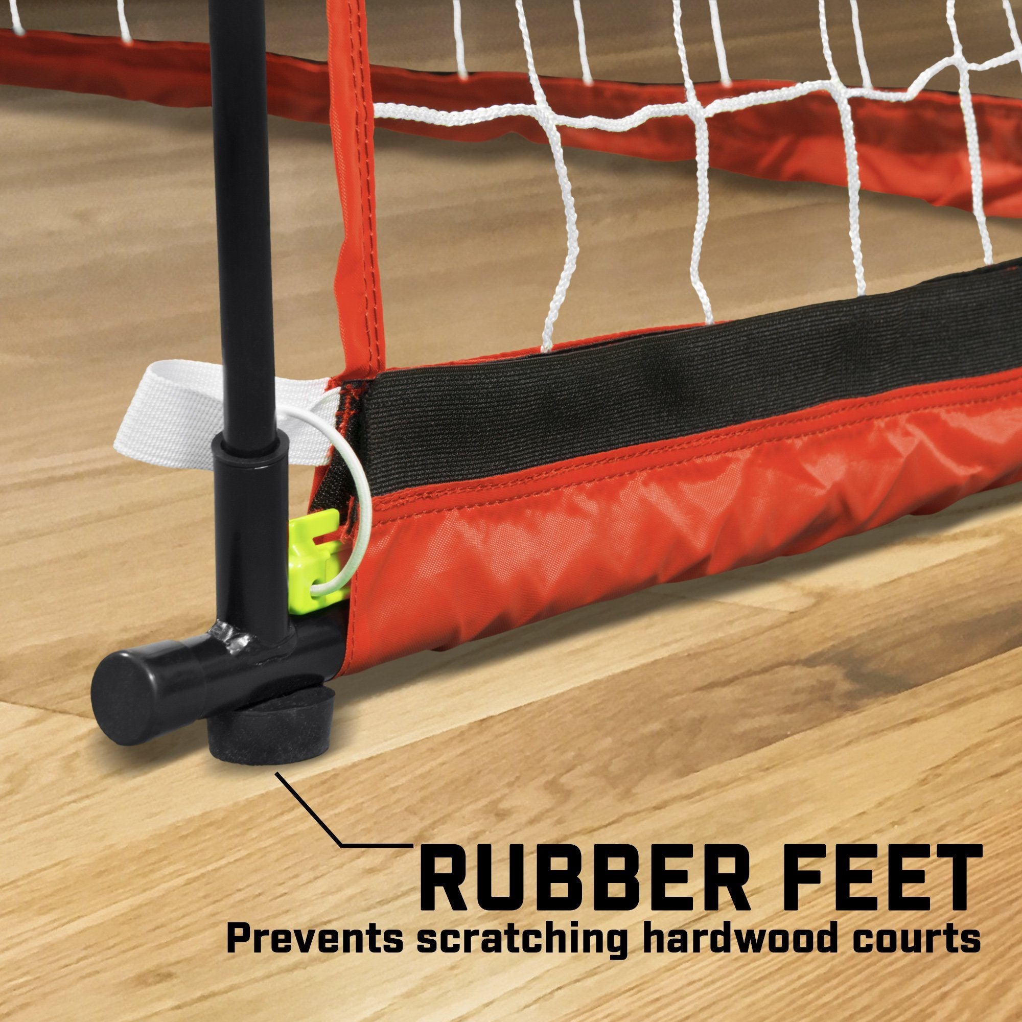 a close up of a tennis net with a ball