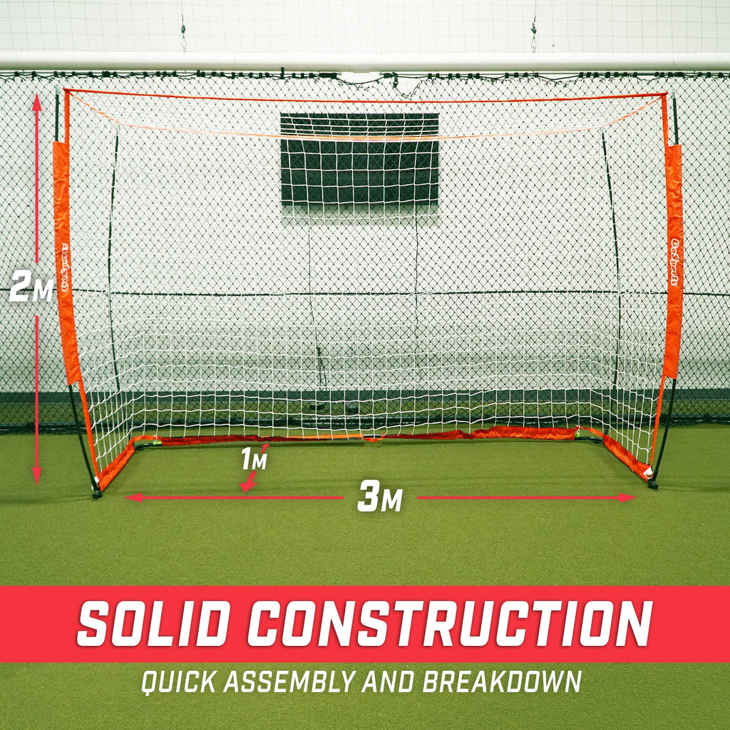 GoSports ELITE Futsal Soccer Goal - 3M x 2M Size, Foldable Bow Frame and Net - Play & Train Like The Pros, Includes Carry Bag and Agility Cones Soccer Goal playgosports.com 
