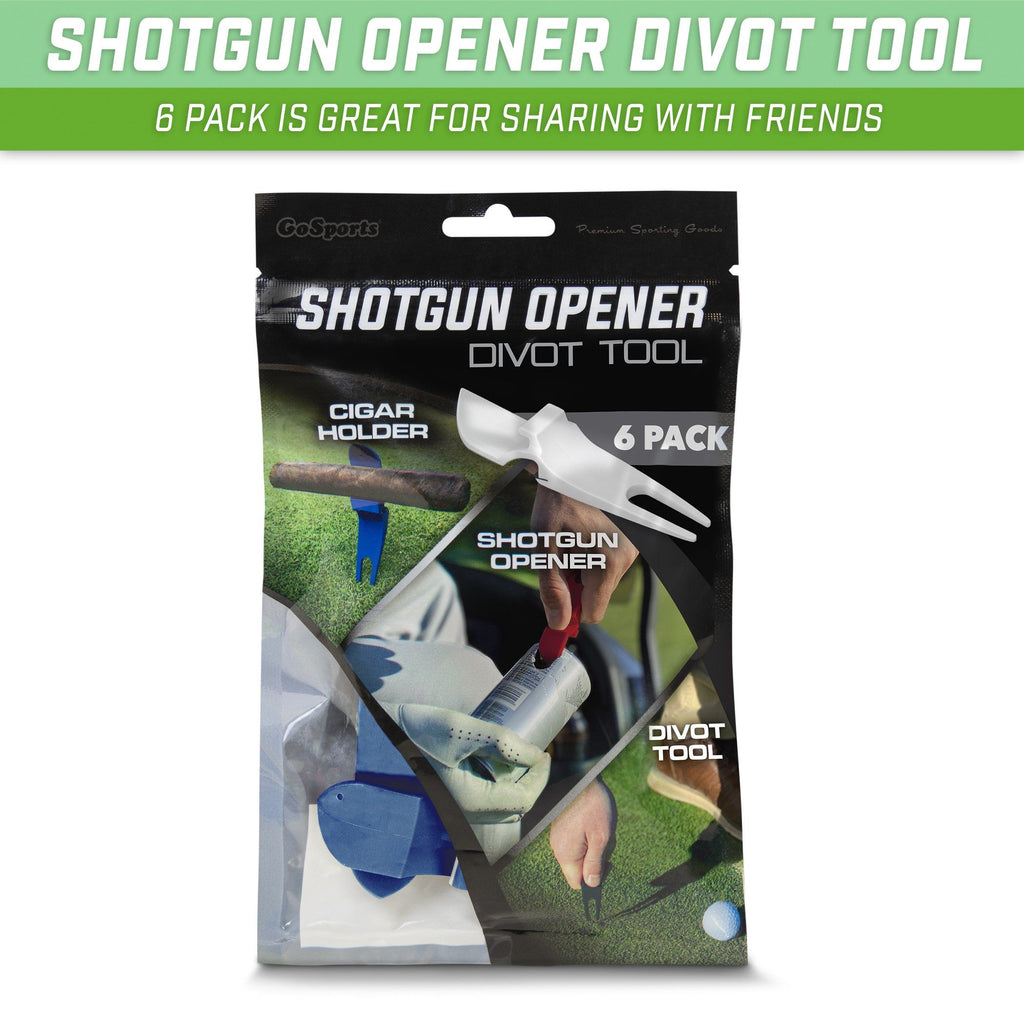 GoSports Ultimate Beer Shotgun Opener and Golf Divot Tool - 6 Pack Multipurpose Divot Tool, Blue Golf playgosports.com 
