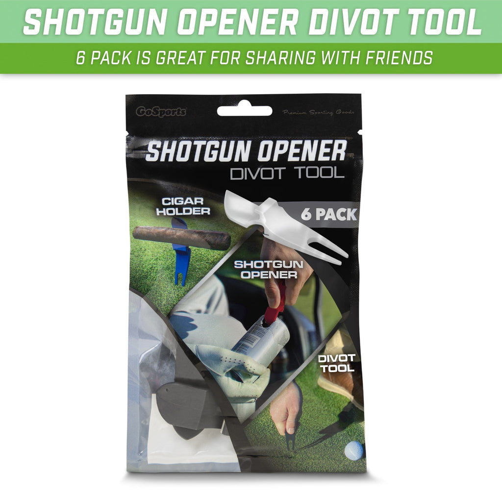 GoSports Ultimate Beer Shotgun Opener and Golf Divot Tool - 6 Pack Multipurpose Divot Tool, Gray Golf playgosports.com 